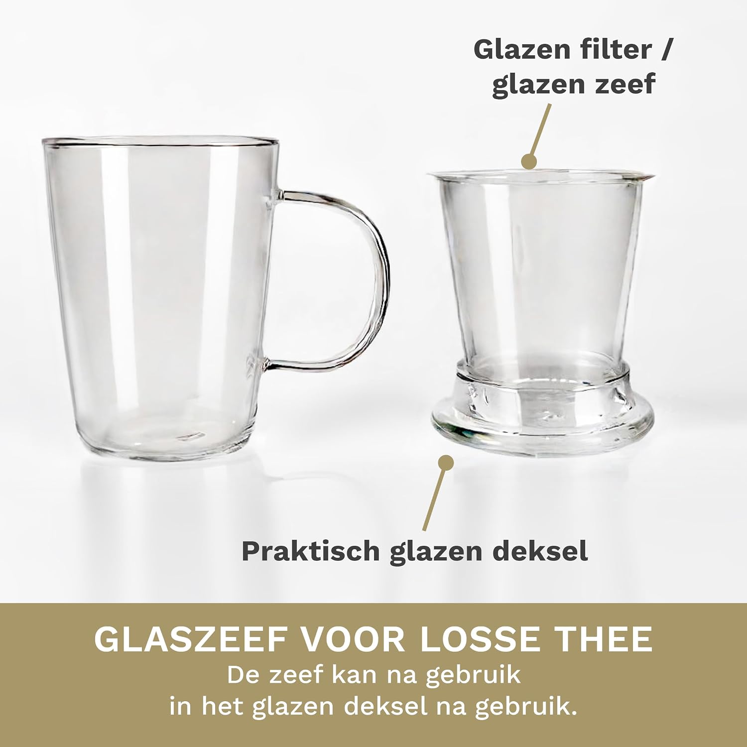 Detalle de Creano 681 all-in-one-theeglas 400 ml van borosilicaatglas met glazen filter