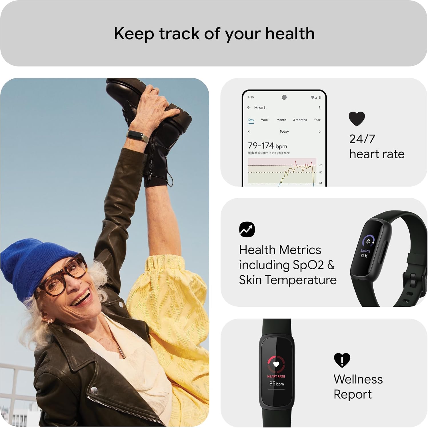 Thumbnail 5 de Google Fitbit Inspire 3 activity tracker 10 days battery