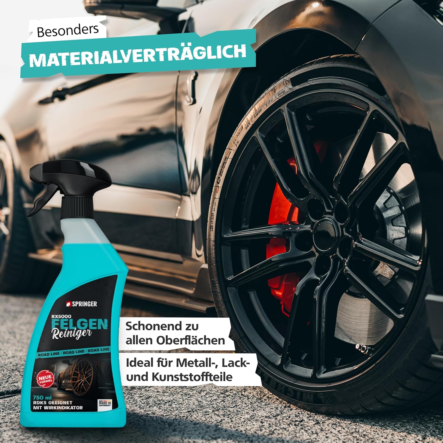 Detalle de SPRINGER RX5000 Felgenreiniger 750 ml – säurefrei, gelartig & materialschonend mit Wirkindikator