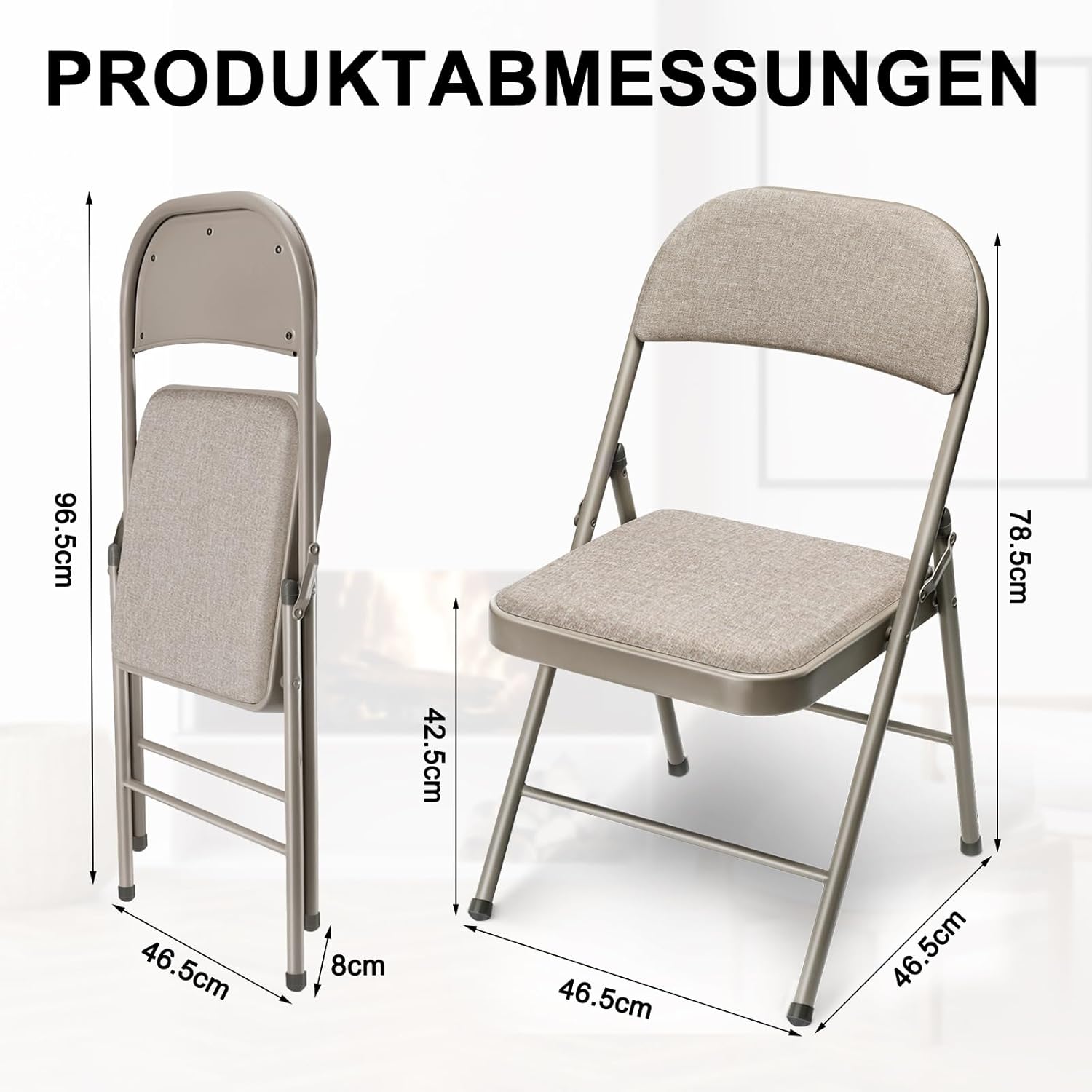 Thumbnail 2 de BULAGE 4er-Set Campingstuhl Klappstühle (khaki) – faltbar, stapelbar, bis 158 kg