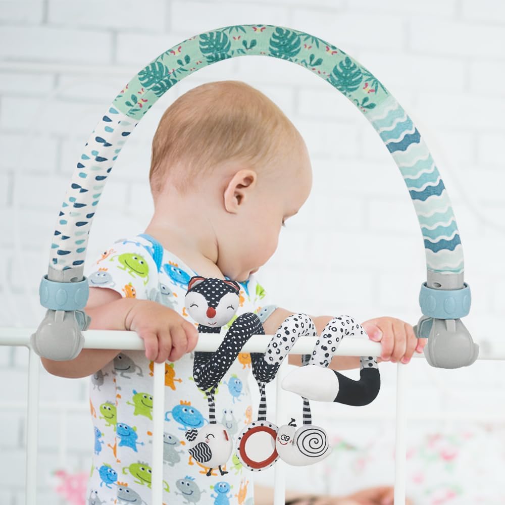 Thumbnail 6 de CaterBee Baby Arch Pram Toys CT02: High-Contrast Black & White with Detachable Toys