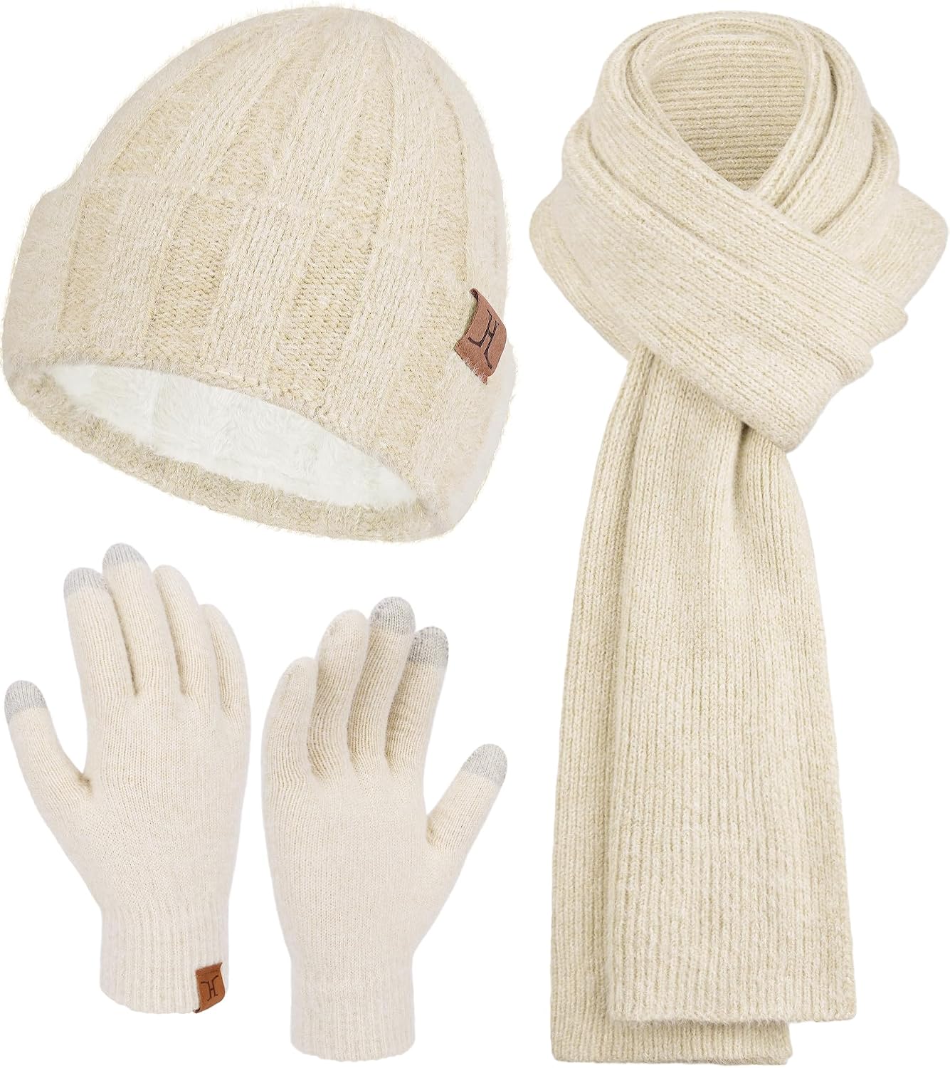 Detalle de Bequemer Laden Donna Knit Beanie set 3 pezzi 🧣