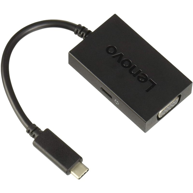 Detalle de Lenovo Adaptador USB-C a VGA: carga y conexión a pantalla VGA para ThinkPad X1 y similares