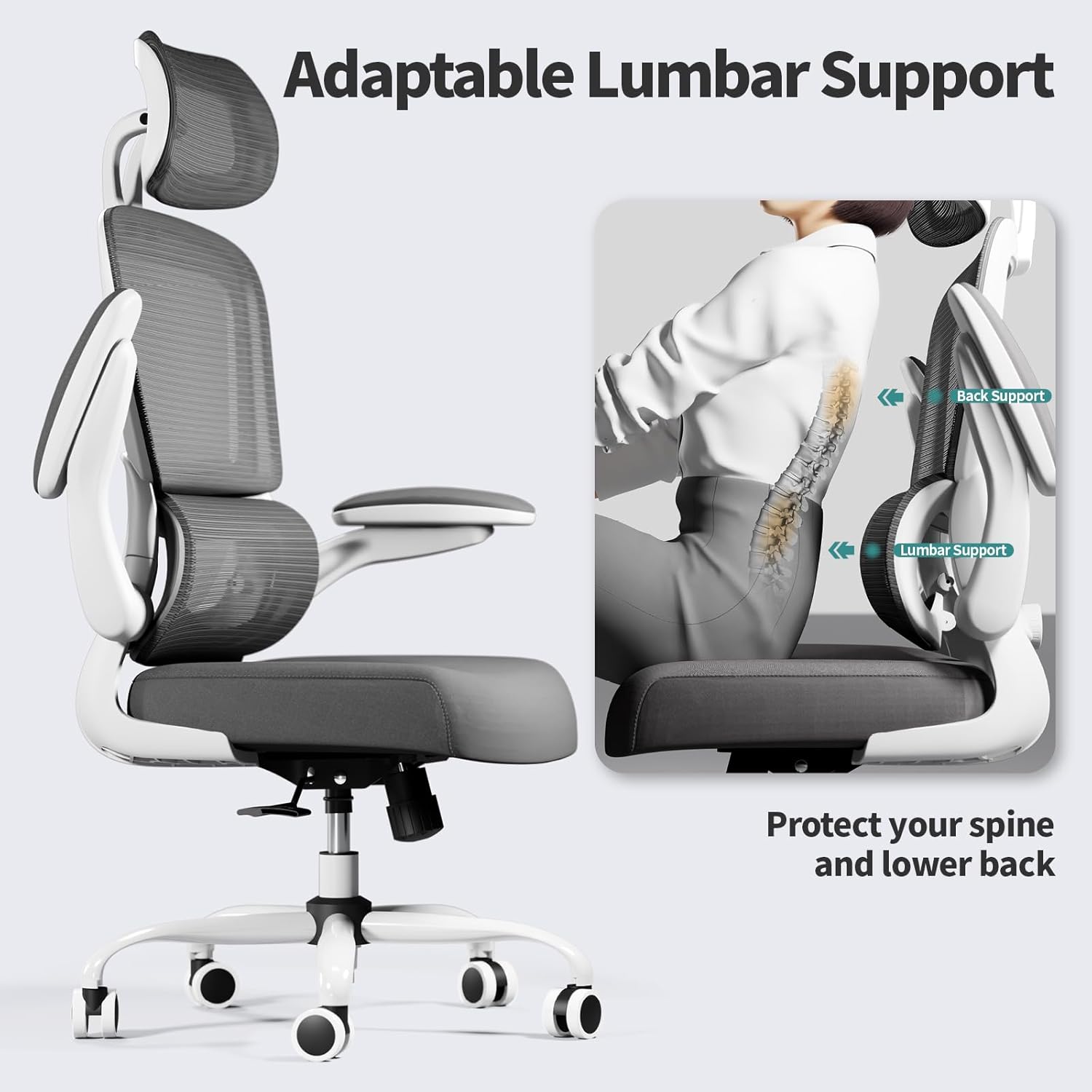 Thumbnail 4 de TRALT Office Chair Ergonomic mesh high-back, 330 lb capacity