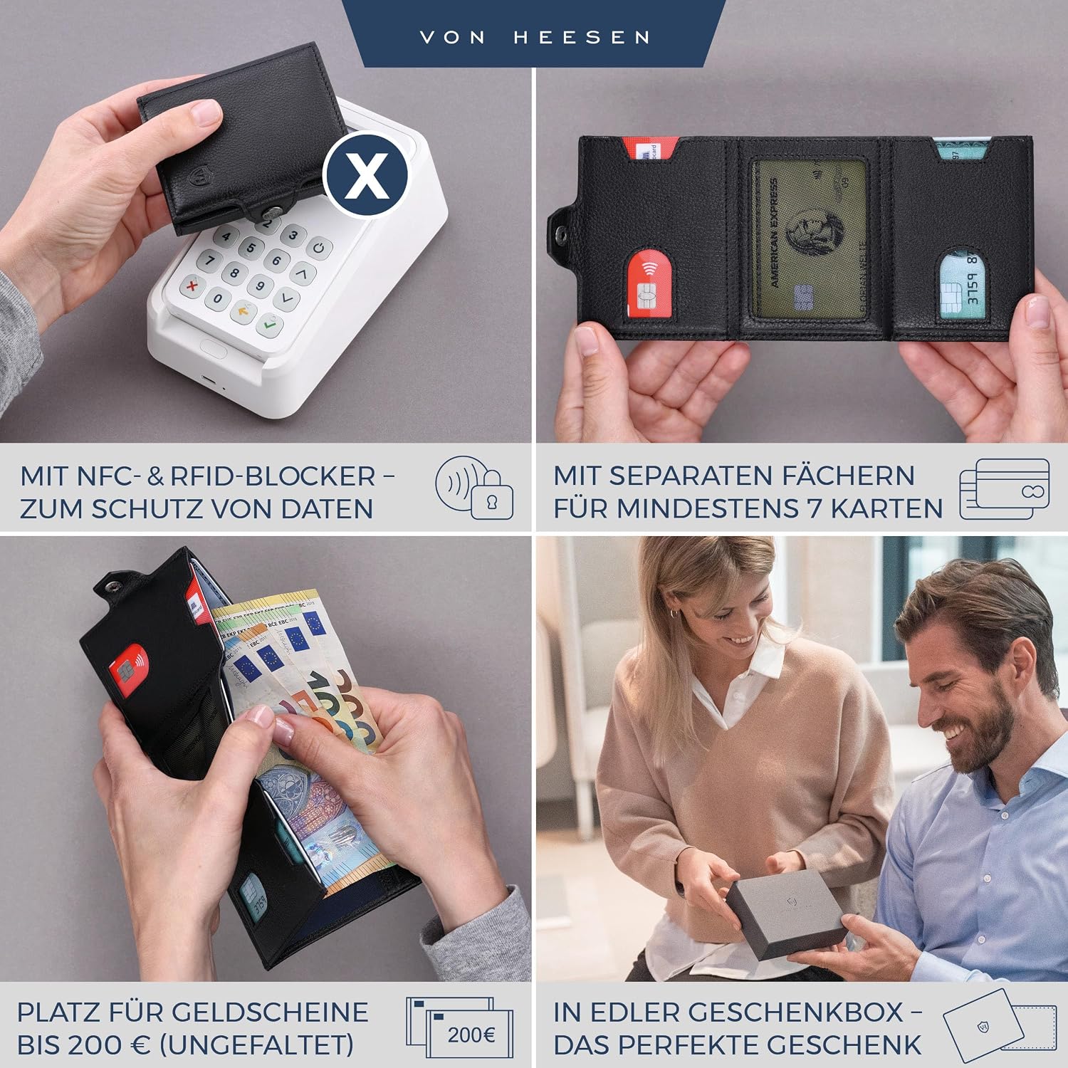 Thumbnail 1 de VON HEESEN Slim Wallet RFID Schutz
