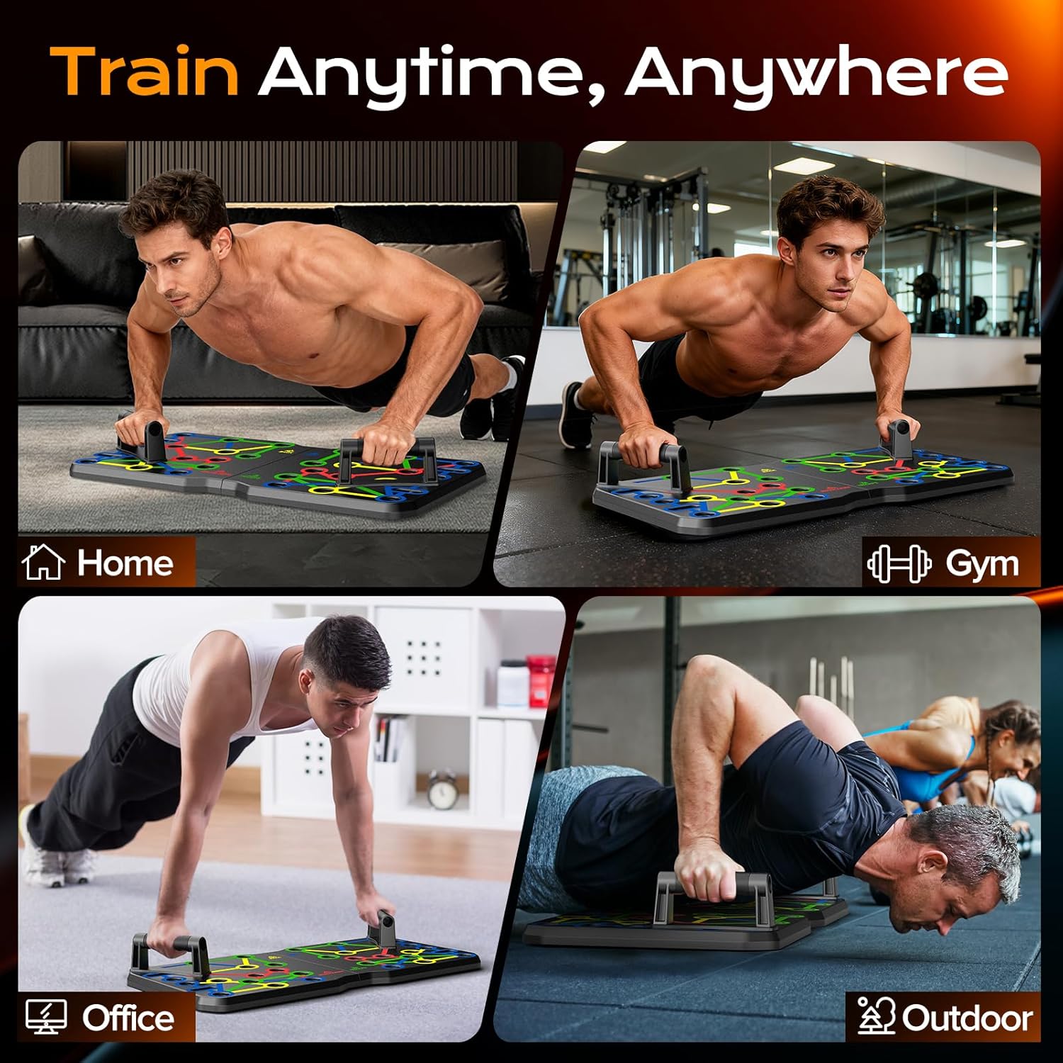 Detalle 2 de AERLANG Push Up Board: Foldable 20-in-1 Home Gym for Upper Body Strength