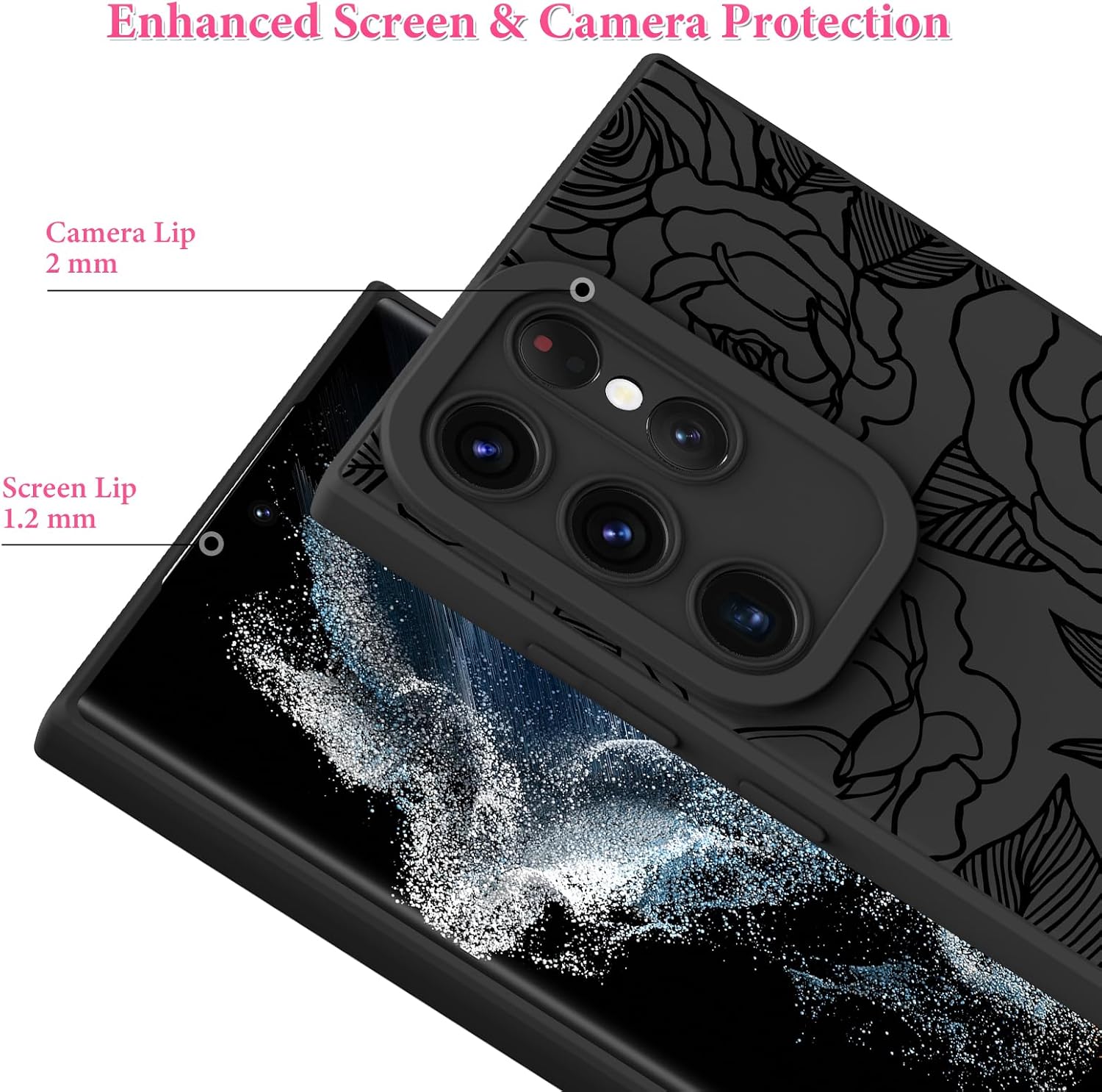 Detalle de OOK 64MYK-blackrose-s22ultra Case for Samsung Galaxy S22 Ultra, Black Rose