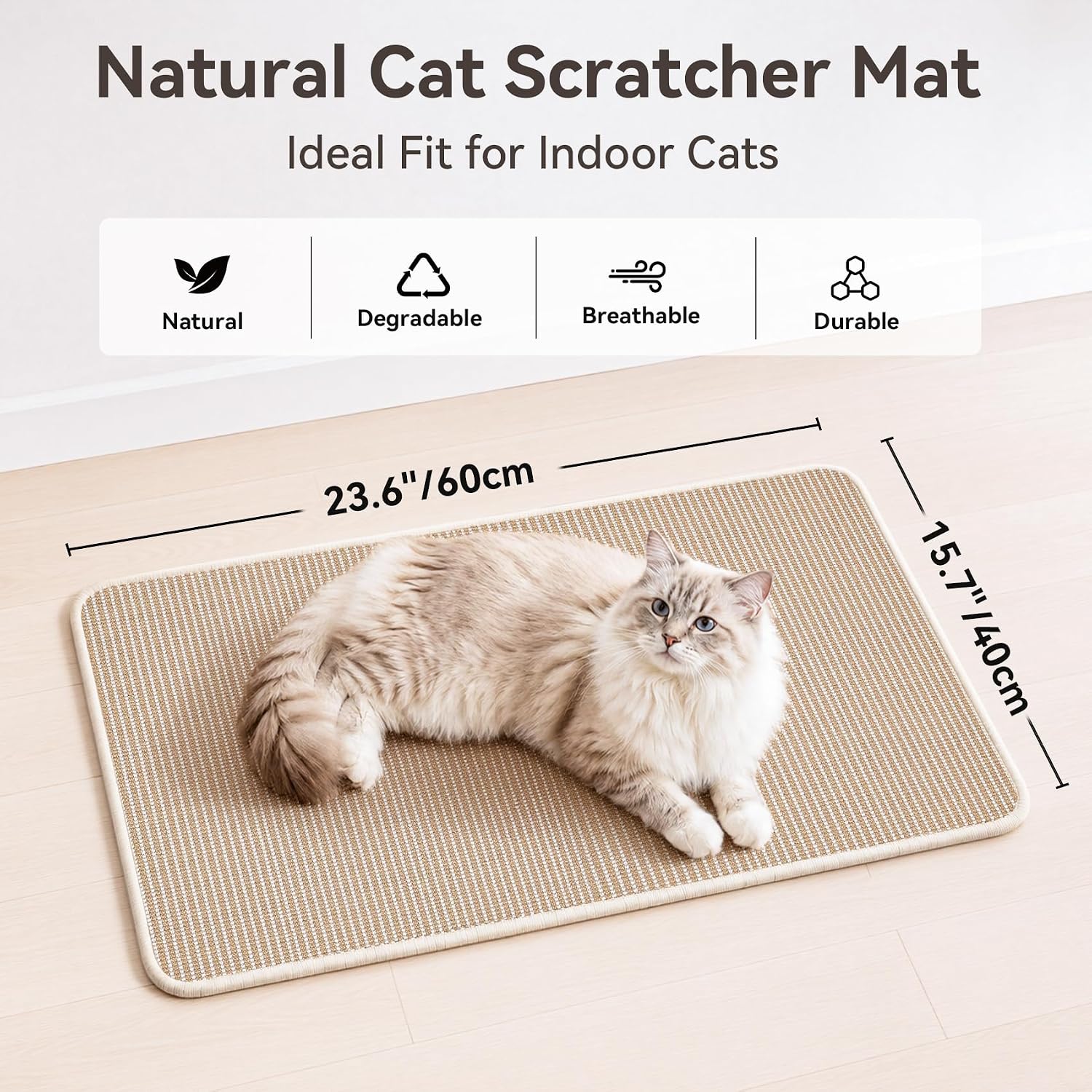 Detalle 2 de Petinstinct M Cat Scratcher Mat, Natural Sisal, 23.6 x 15.7 Inches