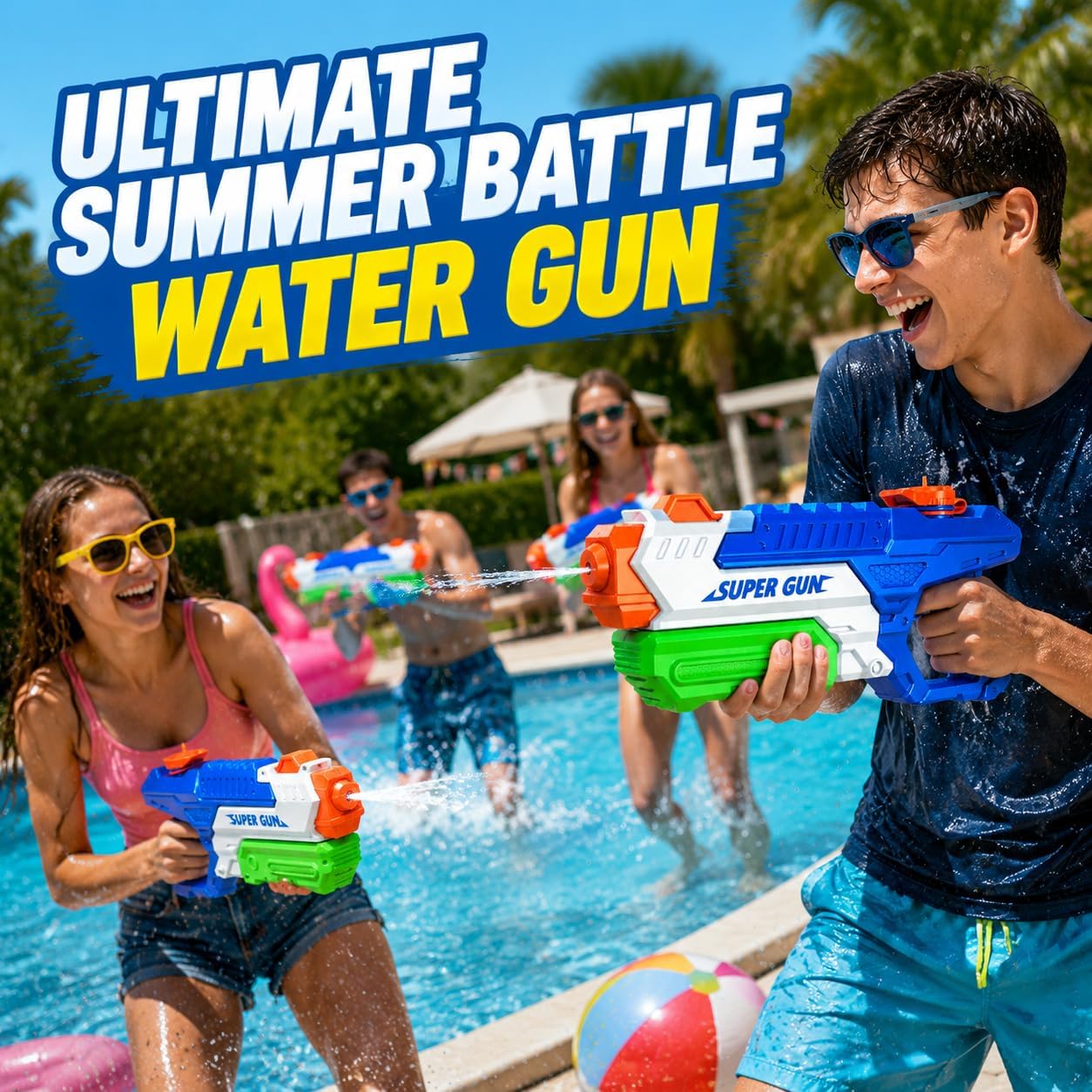 Detalle 2 de 3 Pack Water Guns for Kids & Adults – 600cc High Capacity Long-Range Soaker