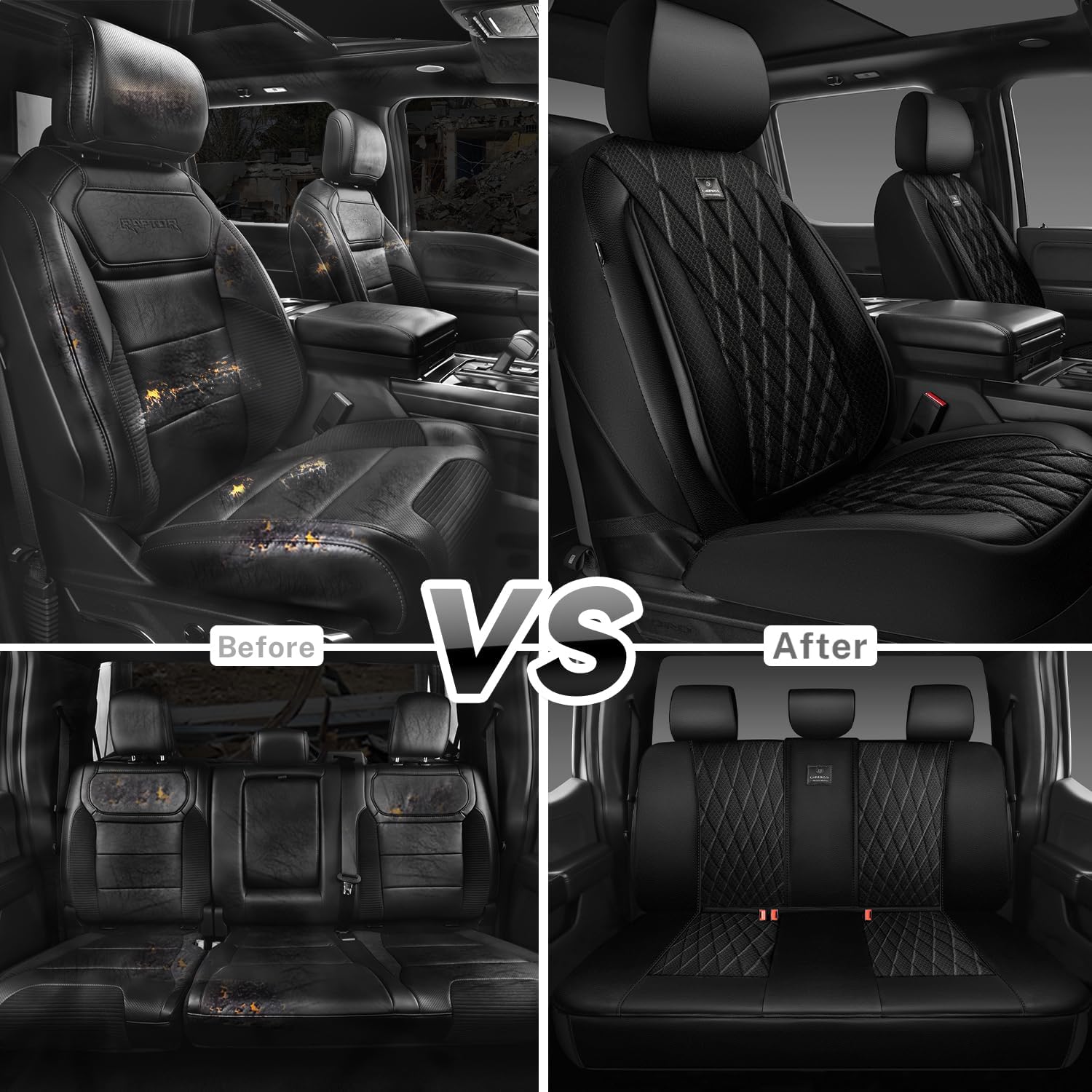 Thumbnail 5 de CAR PASS Thick Foam 3D Mesh Leather Car Seat Covers 1 Set
