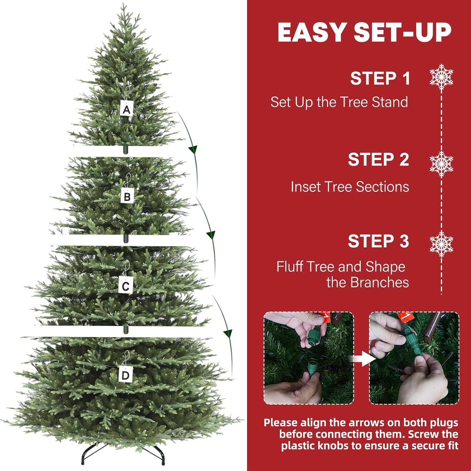 Detalle de Hykolity 12 ft Prelit Artificial Christmas Tree, 850 Warm White LEDs, 8,165 Tips