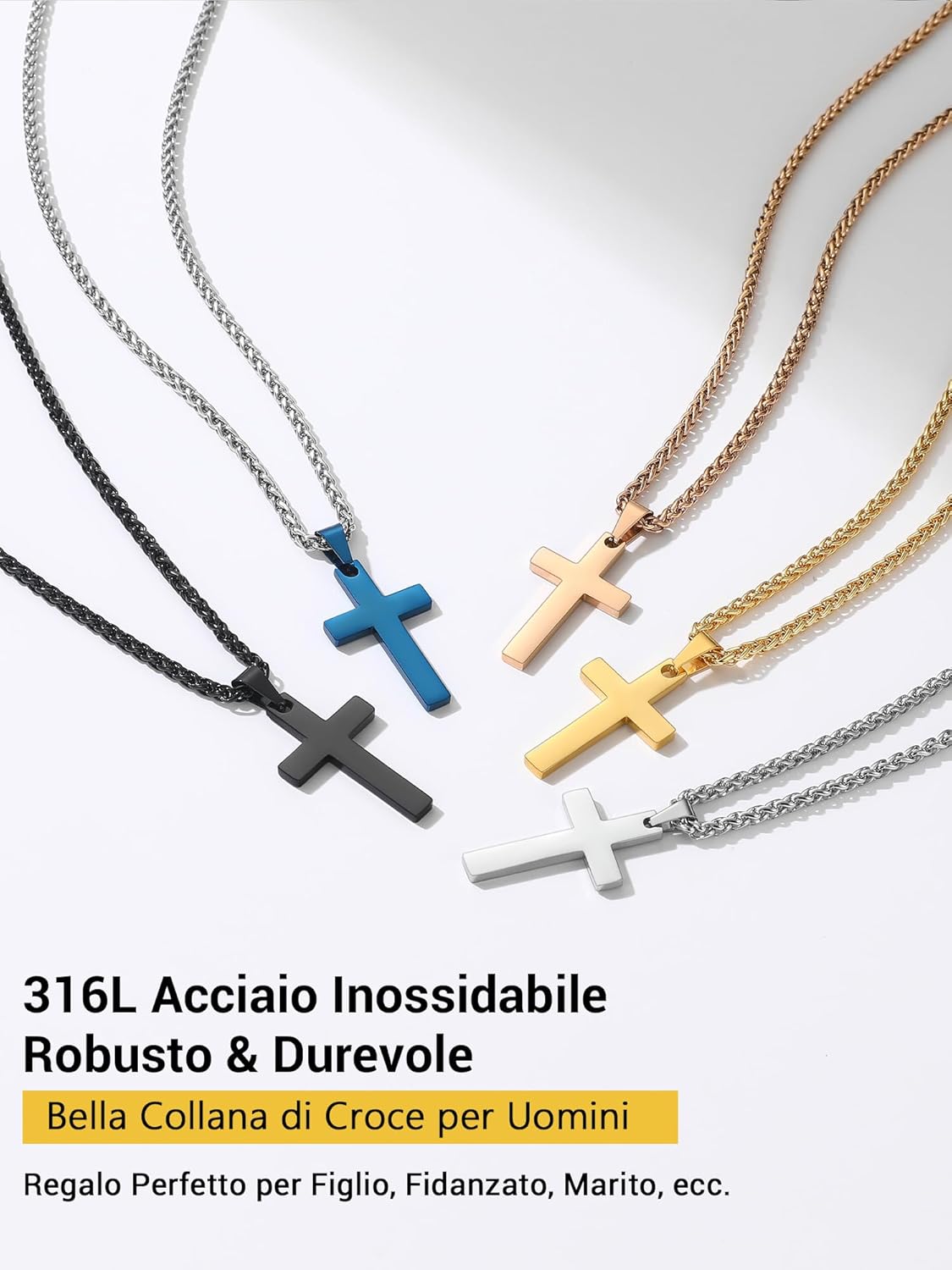 Thumbnail 6 de PROSTEEL Collana Croce Uomo in Acciaio Inox Chirurgico con Ciondolo 31/43 mm – Personalizzabile e in confezione regalo