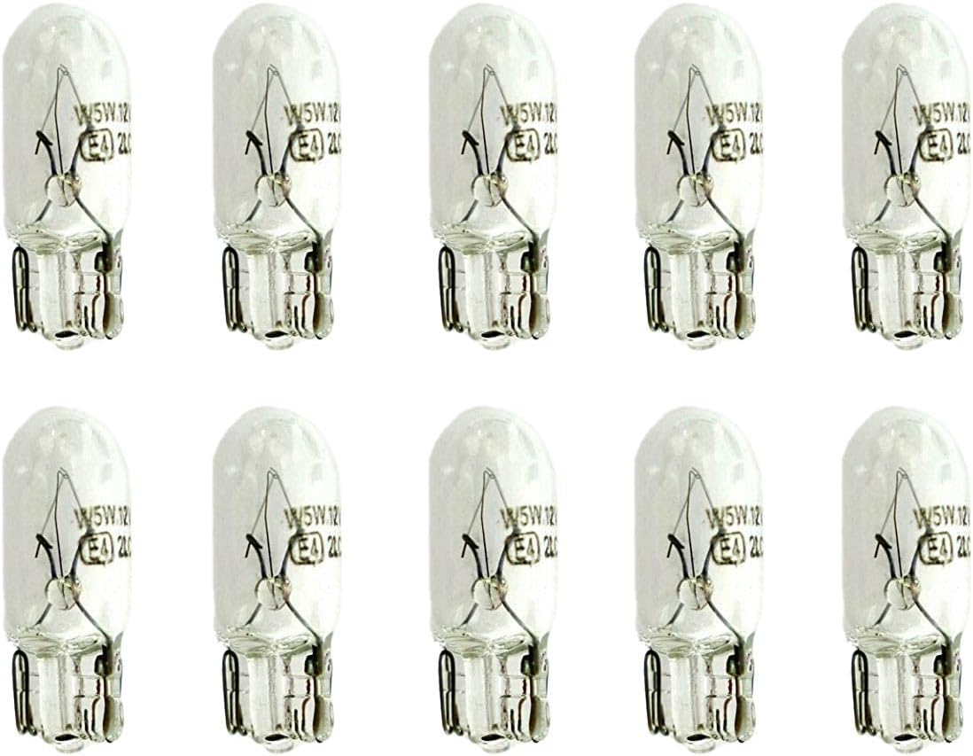 Detalle de CARALL 10 Pezzi Lampadine Alogene T10 W5W 12V 5W: kit di ricambio affidabile per auto e moto