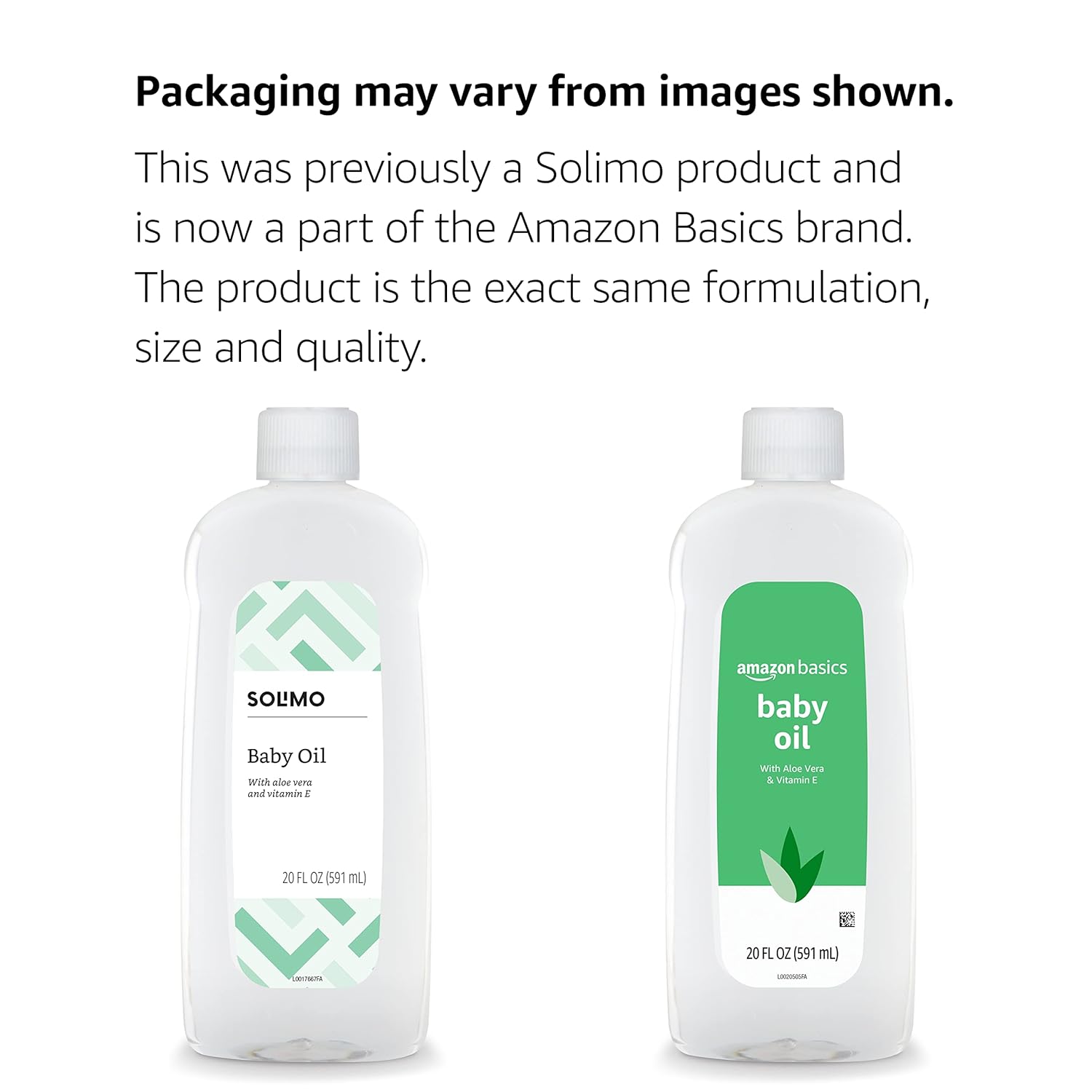 Thumbnail 1 de Amazon Basics Baby Oil with Aloe Vera & Vitamin E, 20 Fl Oz (1 Pack) — Helps Seal In Moisture