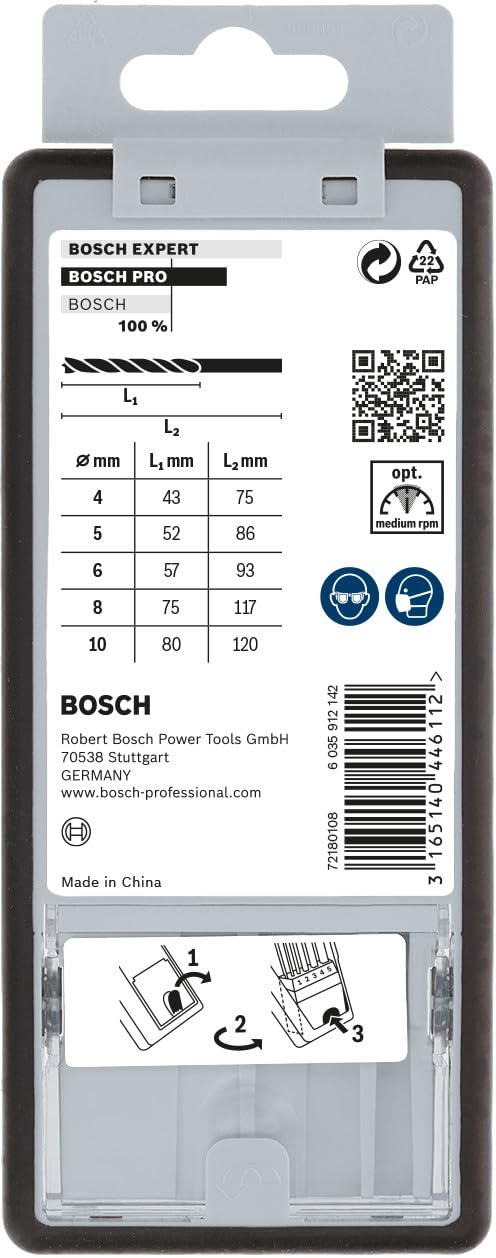 Thumbnail 3 de Bosch Professional lot de 5 mèches hélicoïdales pour bois (Ø 4/5/6/8/10 mm)