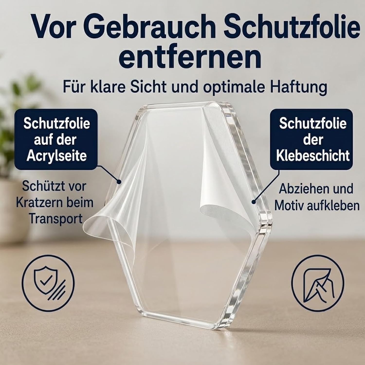 Detalle de CALLYSONIC 1 – transparante acrylmagneten voor zelfmontage, 5 x 5 cm
