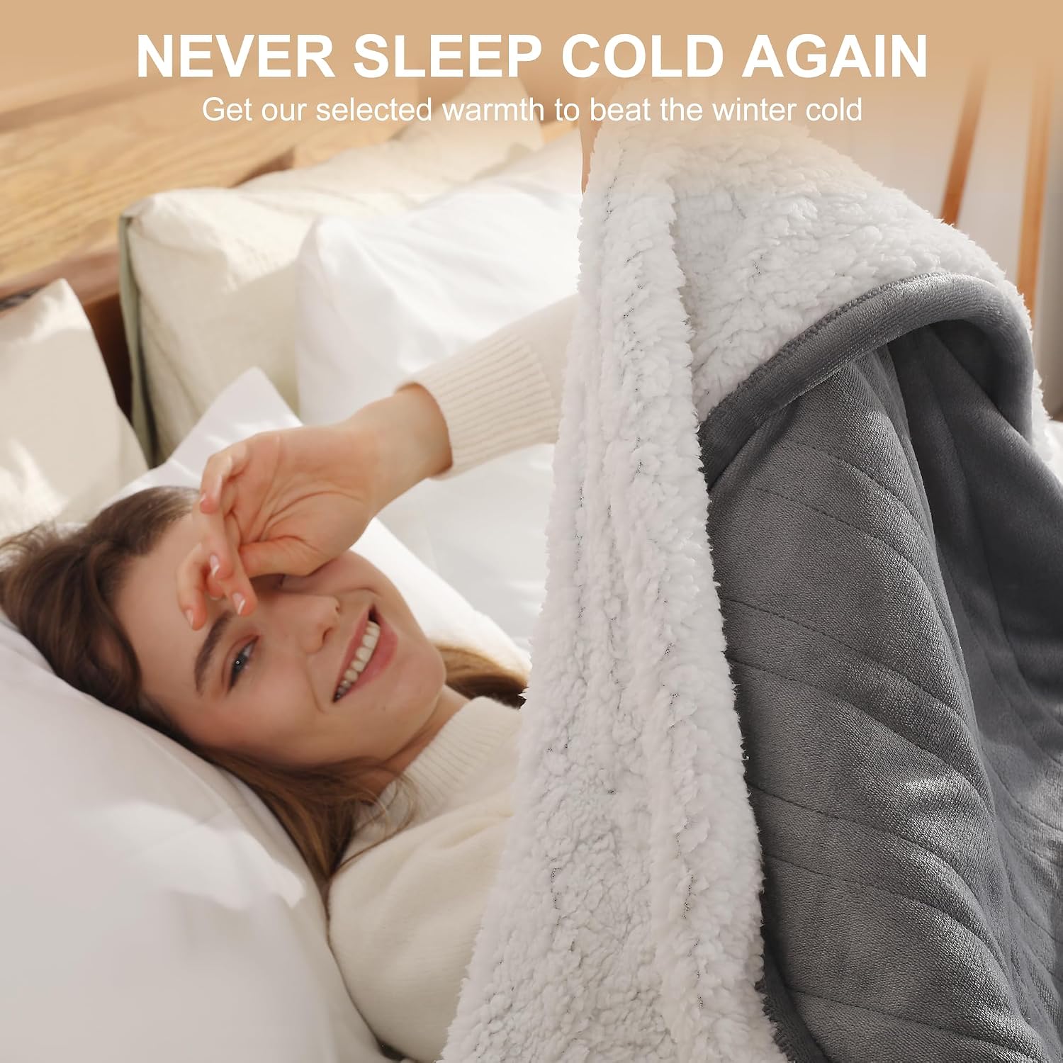 Thumbnail 3 de Molatink MDV-EBTWIN Twin Electric Heated Blanket, Reversible Flannel and Sherpa