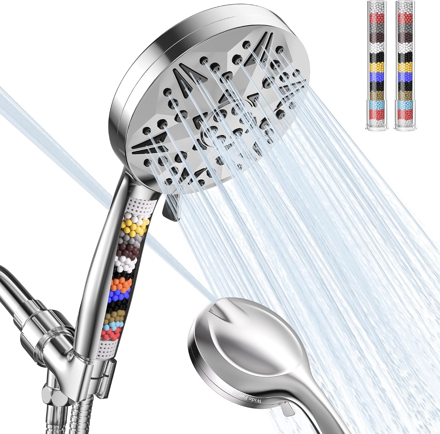 Detalle de CLARSTON CLSH01 Filtered Handheld Shower Head, 9 Spray Modes & Power Wash