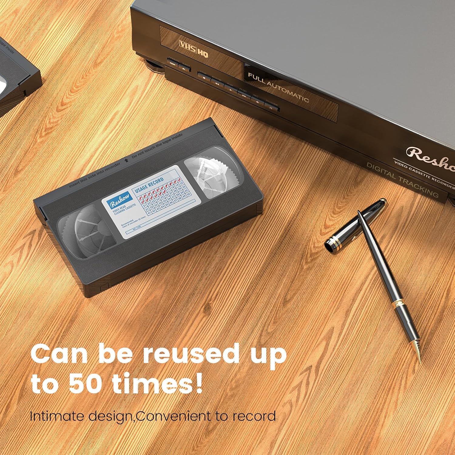 Detalle de Reshow VHS Video Head Cleaner for VHS/VCR Players – Dry, Reusable, 30 Uses