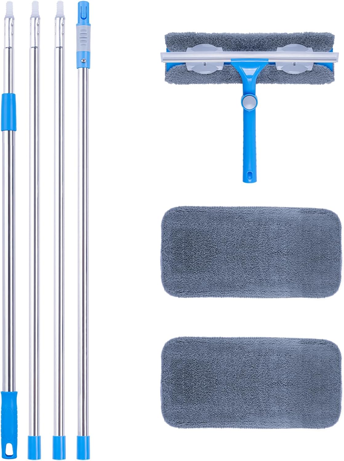 Thumbnail 2 de Mitclear 12 Foot (3.7m) Window Squeegee Cleaner Kit with Extension Poles, Silicone Squeegee & Window Washer