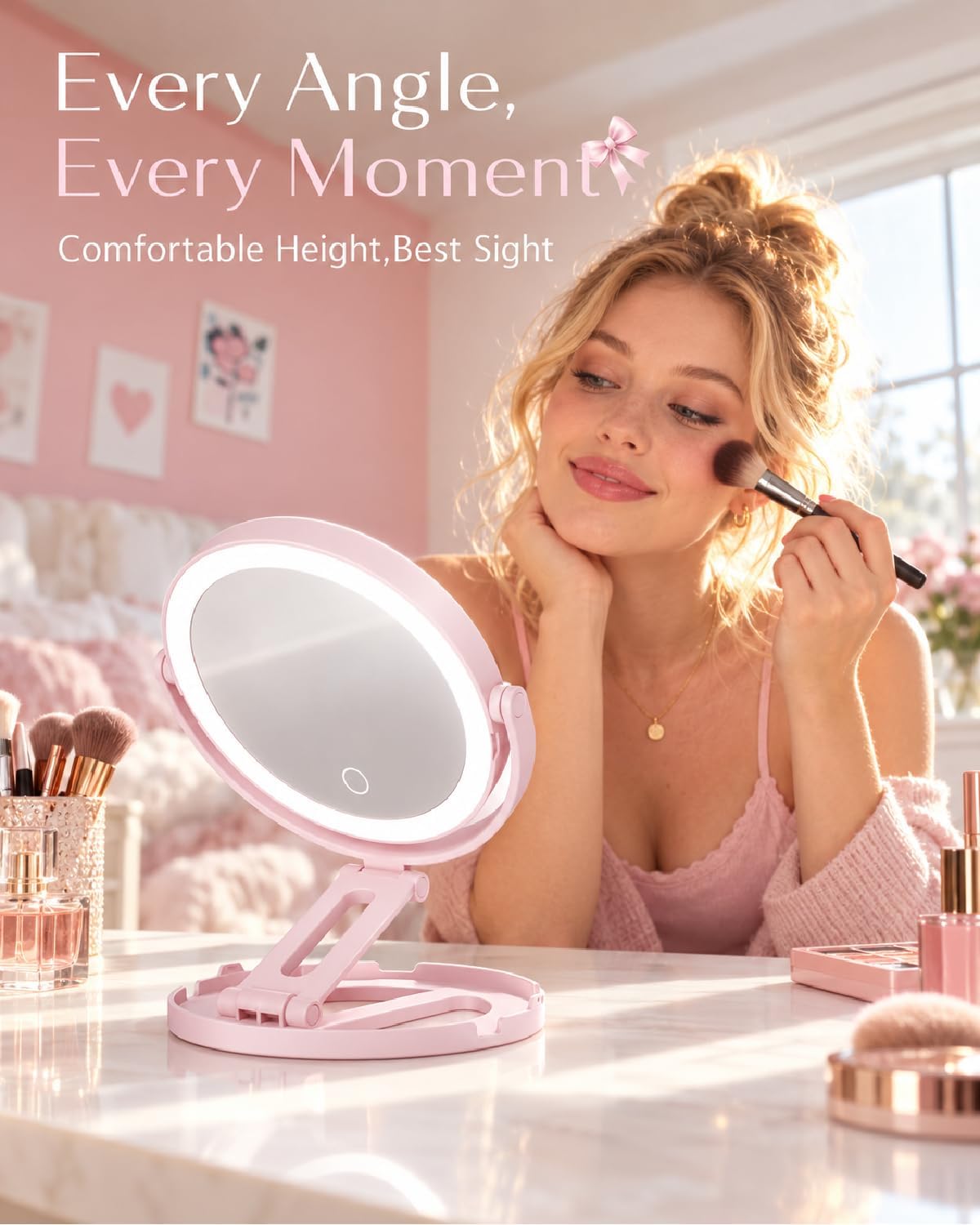 Thumbnail 4 de Travel Makeup Mirror with Lights, 2000mAh Rechargeable Battery