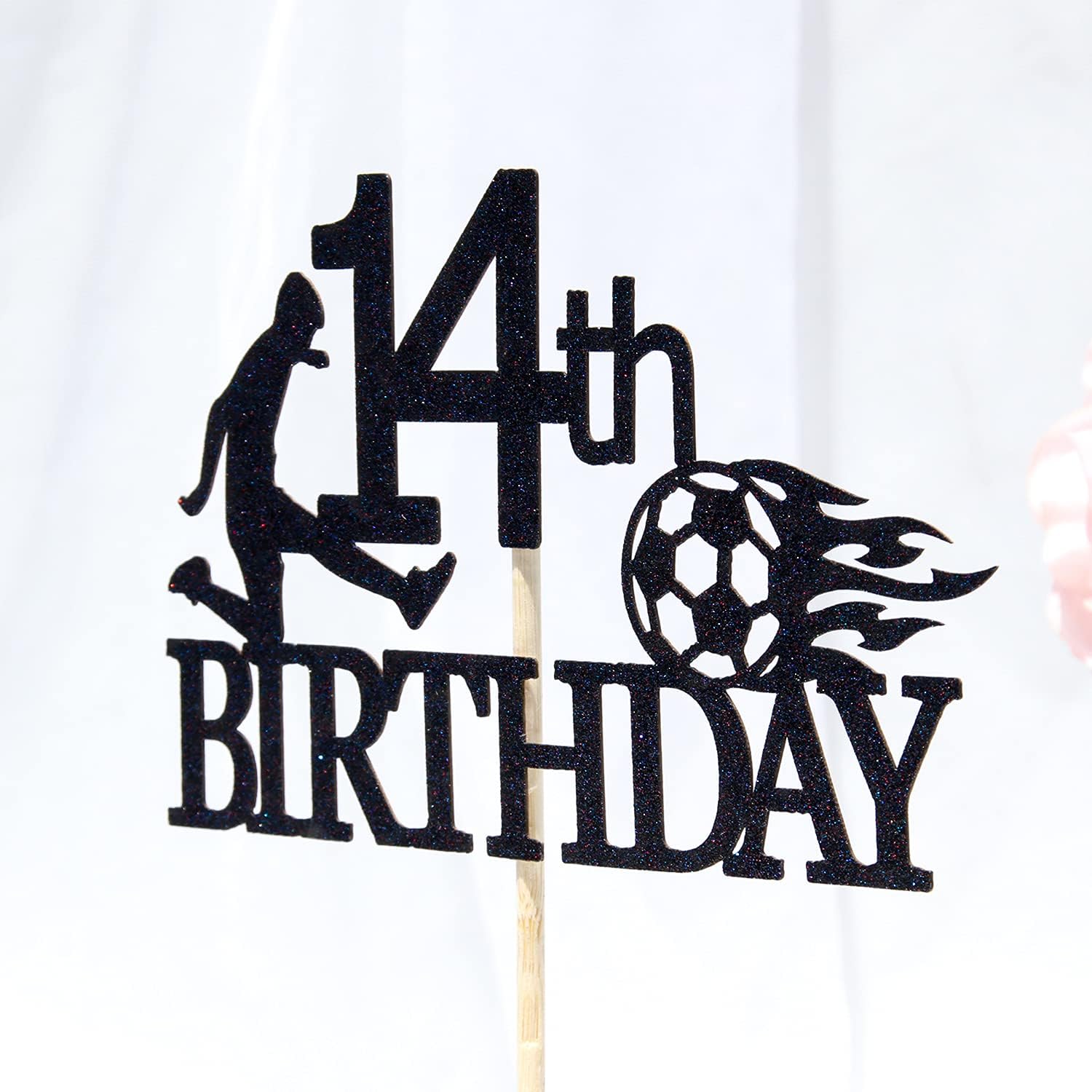 Detalle 2 de 14th Birthday Cake Topper, Black Glitter