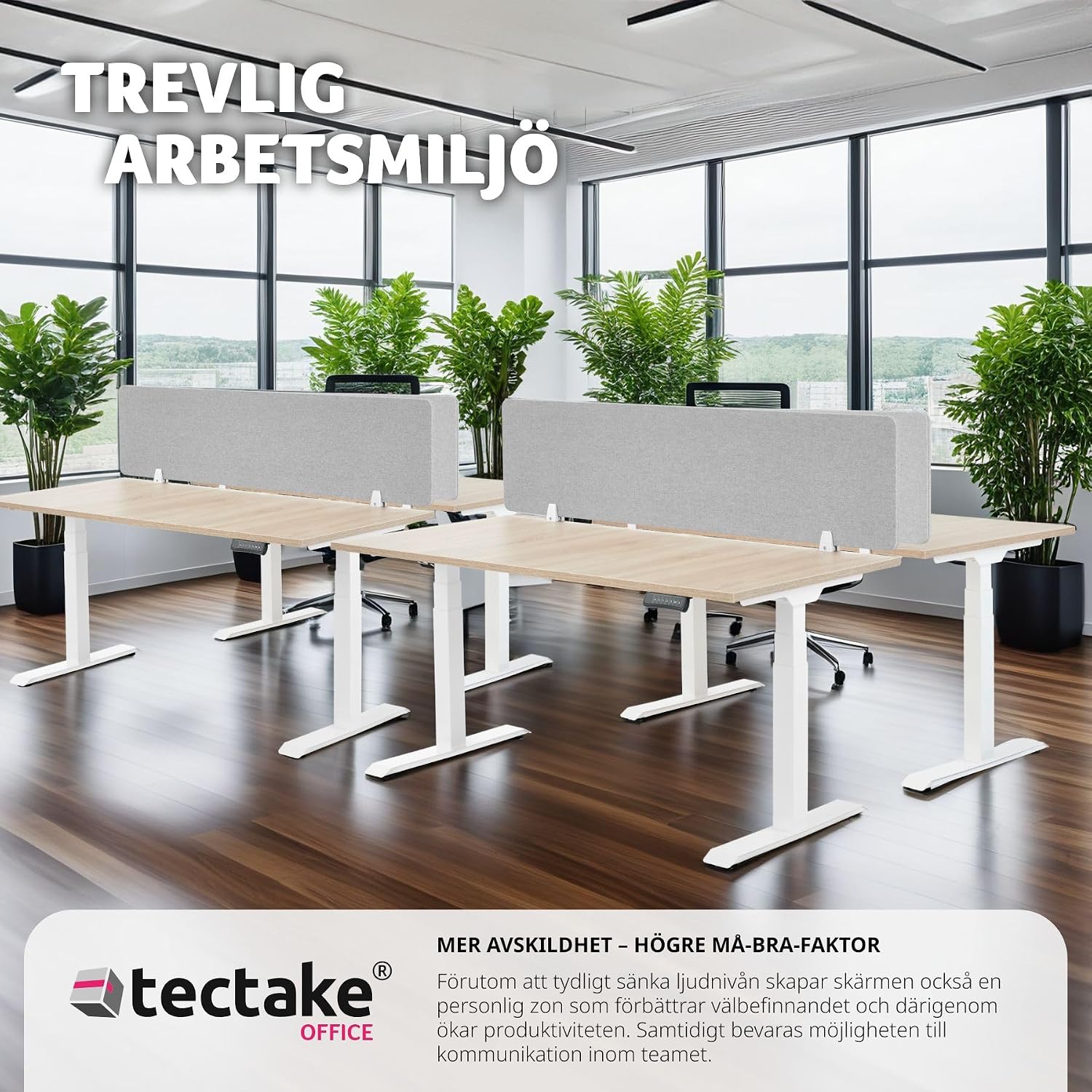 Detalle de tectake 405120 skrivbordsskärm 160 × 40 cm med PET-kärna och polyester
