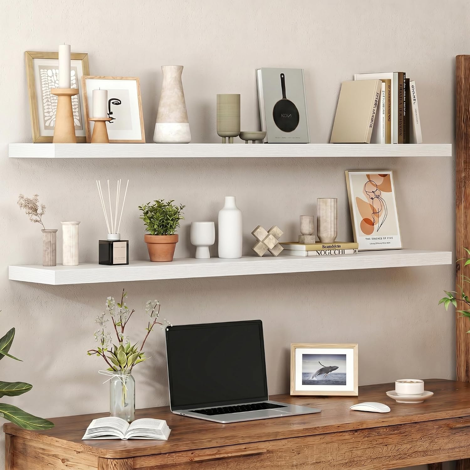 Detalle 2 de Heimlove HLS1-FS-N22-MD1400LWHT2P Floating Shelves, White, Set of 2
