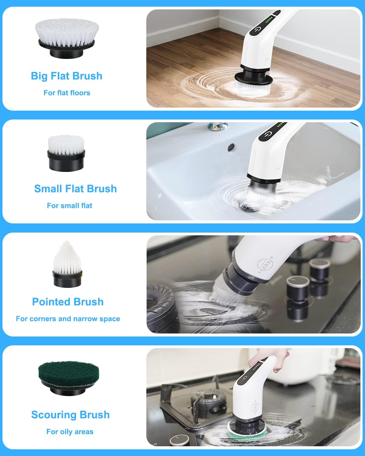 Detalle 1 de Brosse électrique rotative 8 têtes