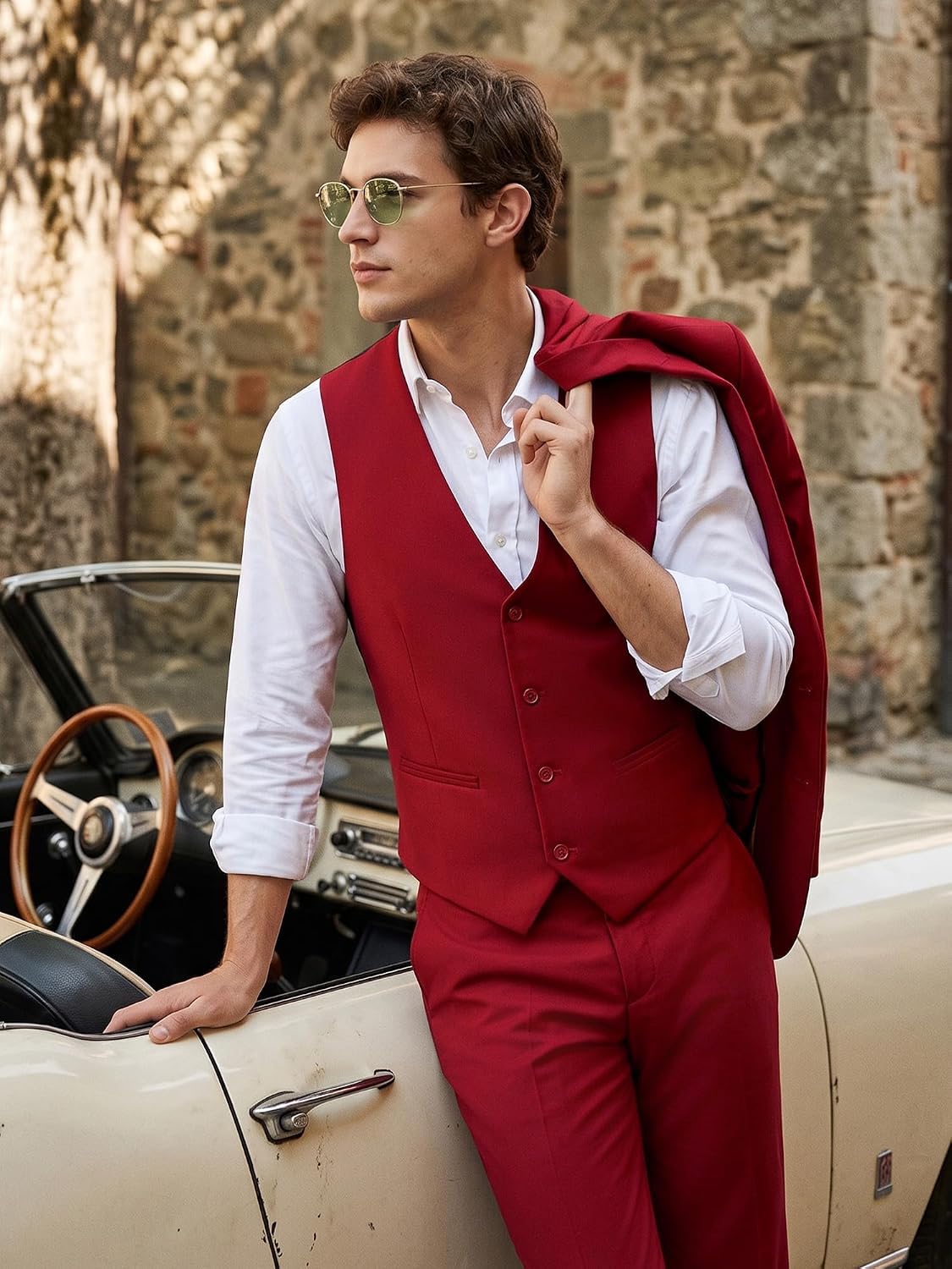 Thumbnail 2 de MAGE MALE Men's 3-Piece Slim-Fit Suit with One-Button Blazer
