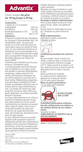 Detalle 2 de Advantix Chien Moyen (10–25 kg) – Pipettes antiparasitaires à action large, 6 parasites, 4 semaines de protection