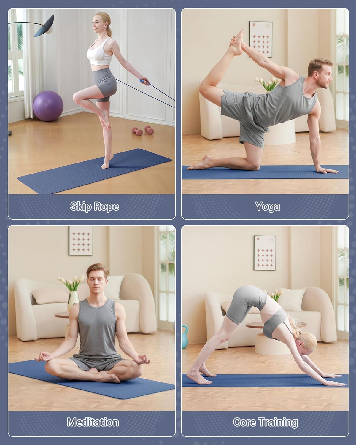 Detalle de Good Nite Gymnastikmatte / Yogamatte aus TPE mit Rutschschutz und Tragegurt – 183 x 61 x 0,6 cm