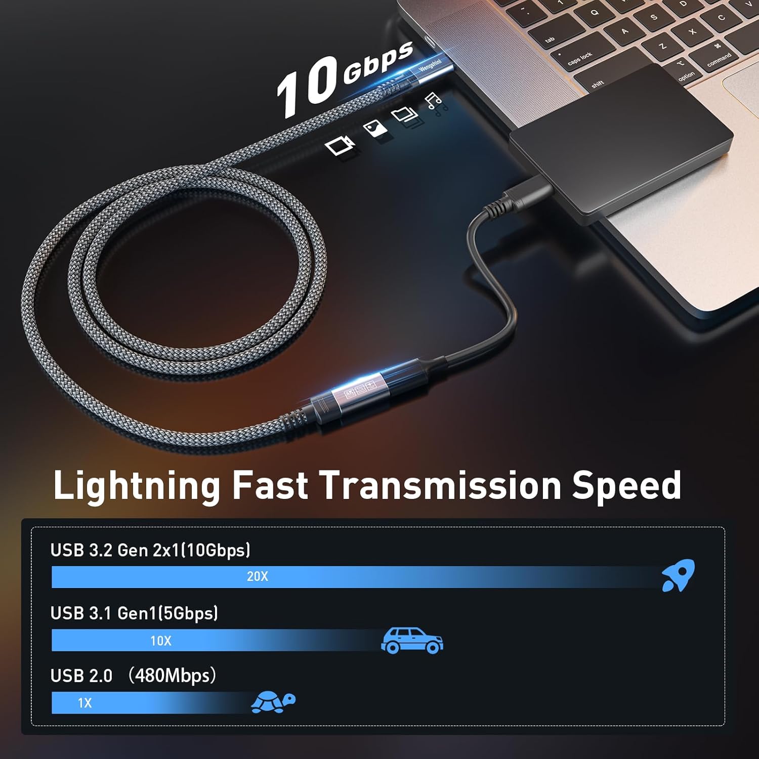 Detalle de Wengshini USB C Verlängerung 1,5 m