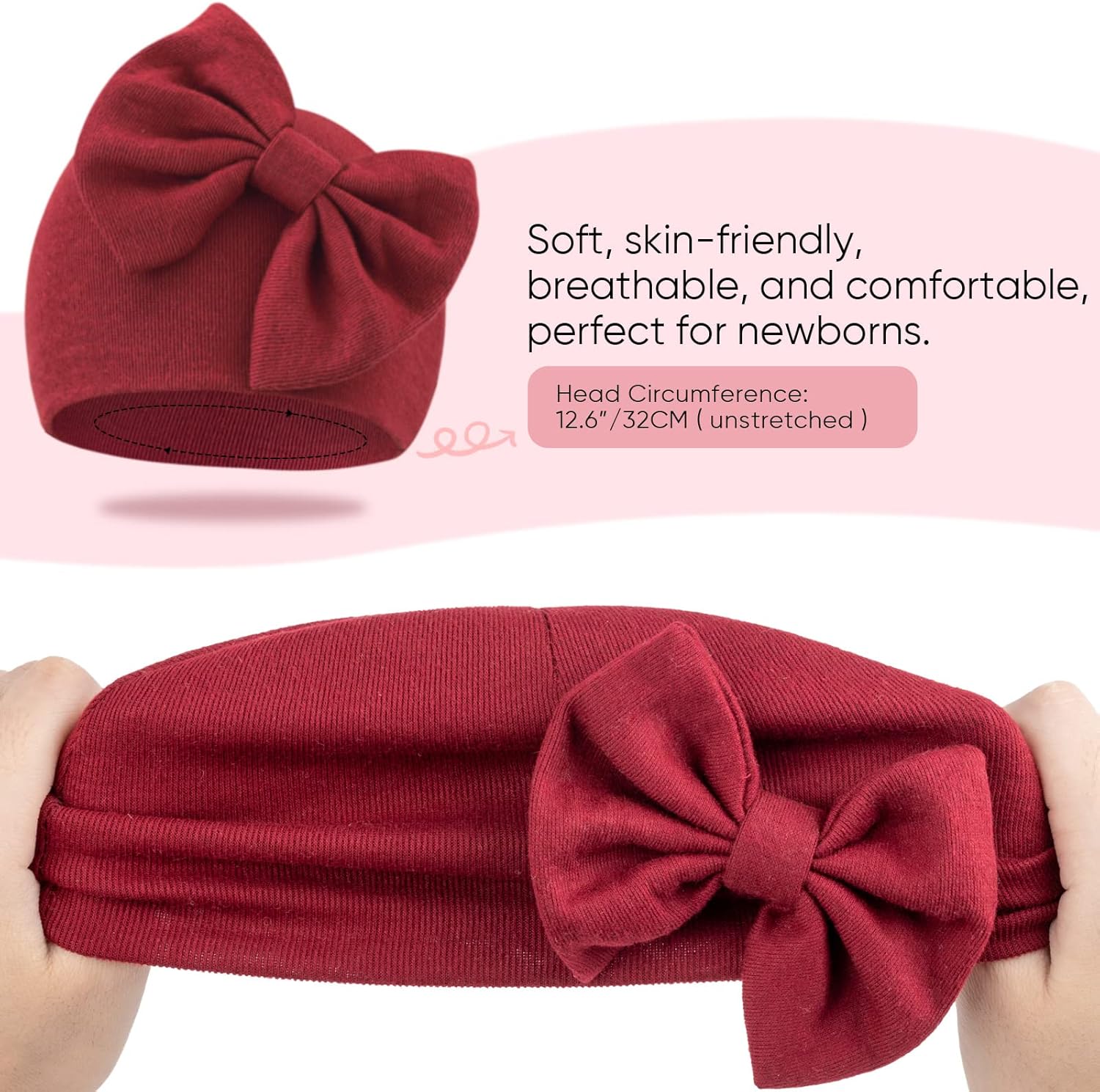 Thumbnail 6 de DRESHOW Newborn Baby Girls Hats Mittens Set – Pack of 5 Hats and 5 Scratch-Guard Mittens