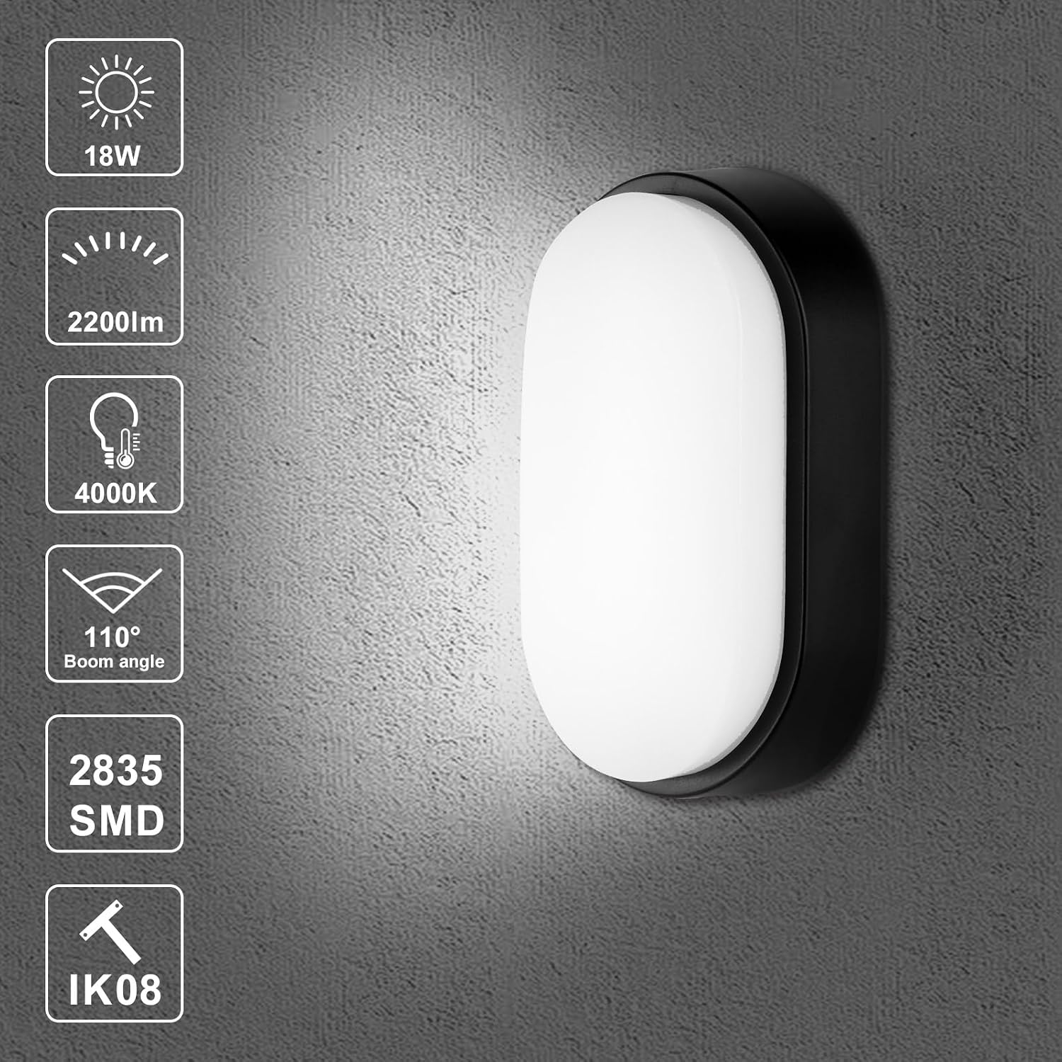 Detalle 2 de Improved 18W LED Oval Bulkhead Light 4000K