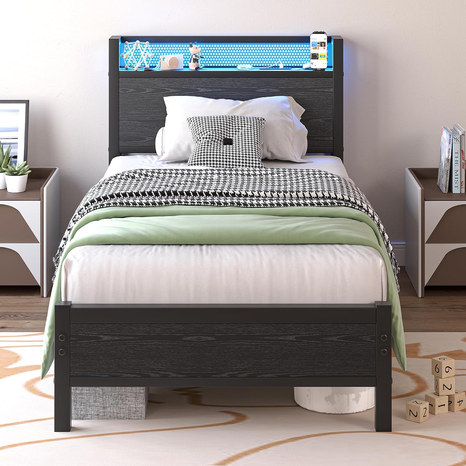 Detalle de BORPHOM 3ft Single Bed Frame with Storage