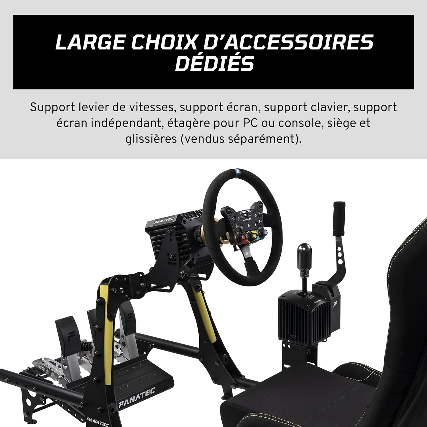 Detalle 2 de Fanatec Châssis de simulation de course Course Cockpit V1.5 pour direct drive, acier renforcé et aluminium noir