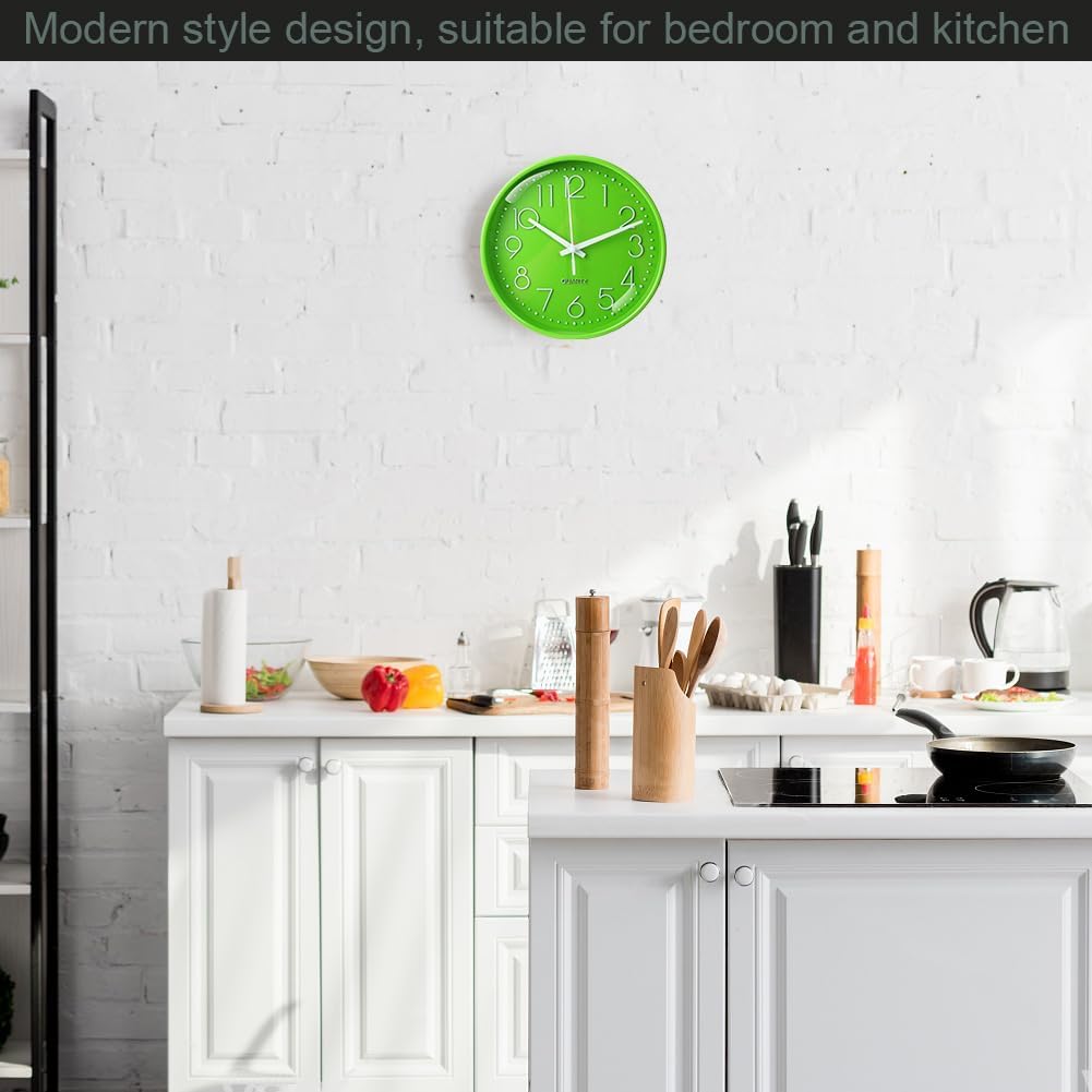 Thumbnail 5 de Aolso Horloge Murale Design Moderne 20 cm – 8 pouces, Silencieuse, Cadran Vert
