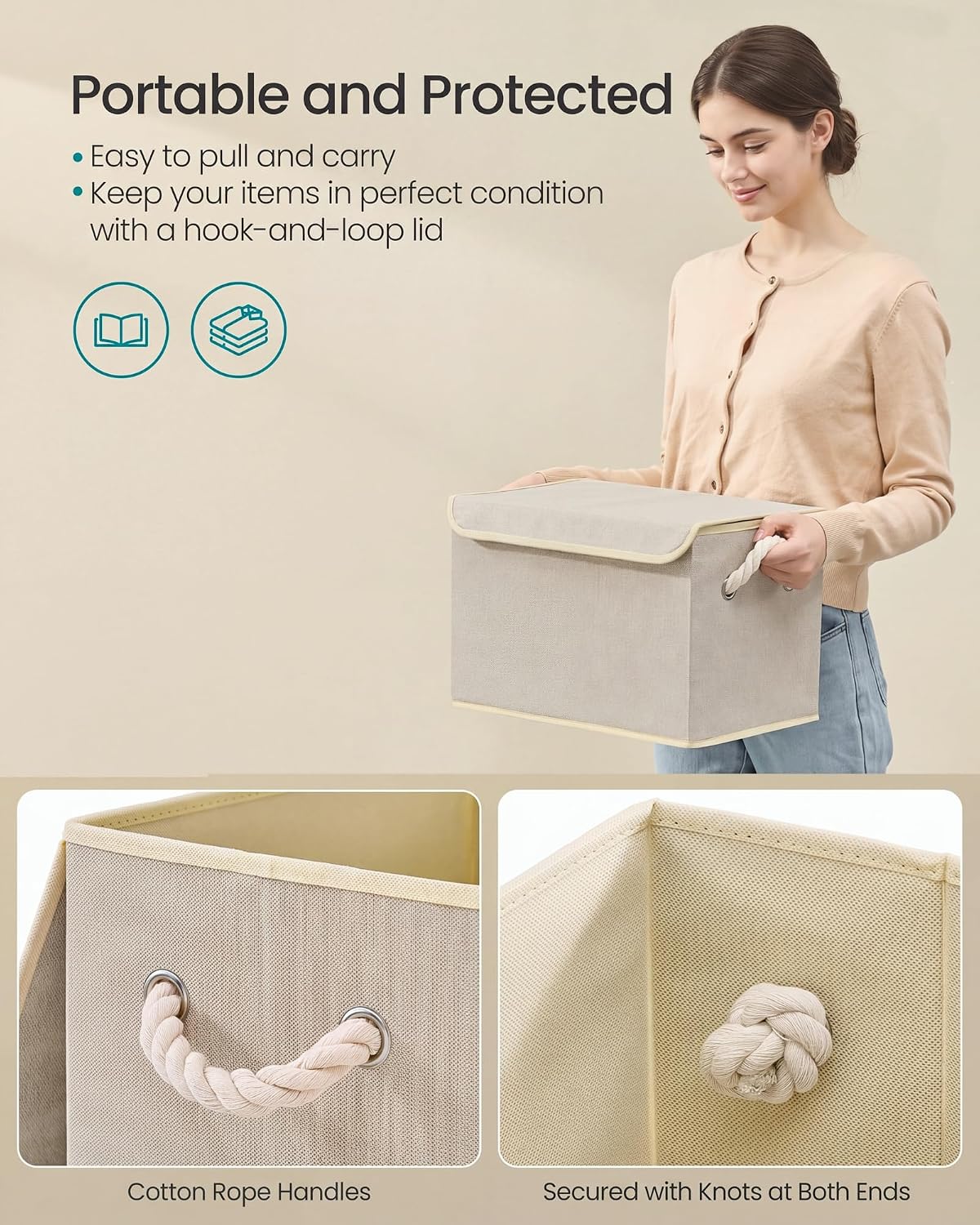 Detalle de SONGMICS TINA Collection RFB013LZ01 Foldable Storage Boxes, Set of 3