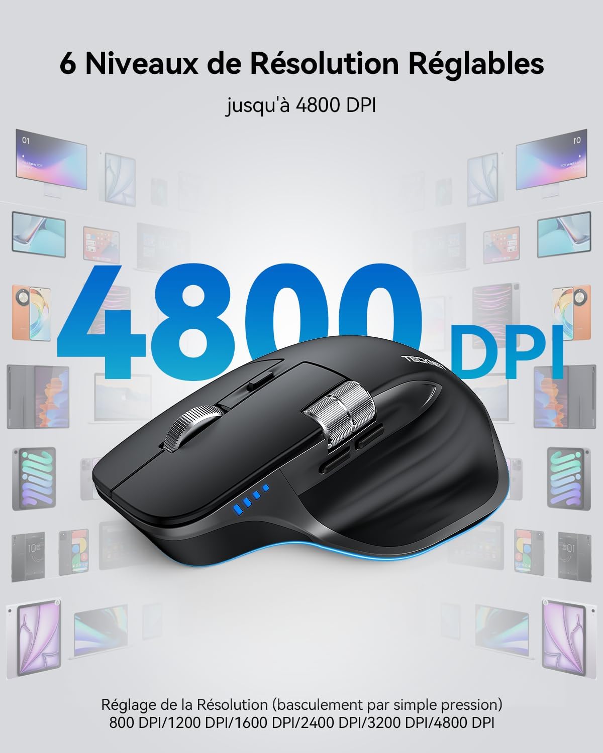 Thumbnail 2 de TECKNET Souris Bluetooth 4800 DPI rechargeable