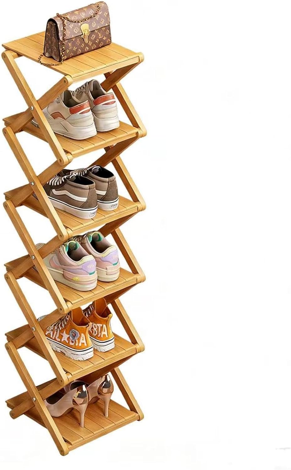 Detalle de Scarpiera in bambù pieghevole 6 ripiani per ingresso 👞