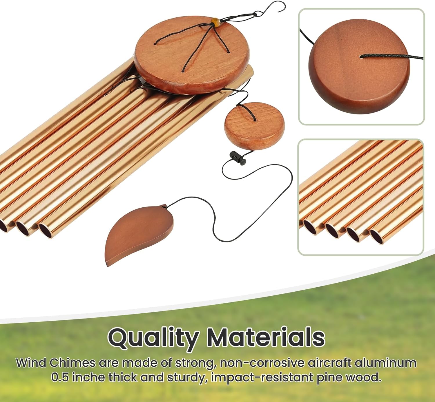 Thumbnail 4 de YITGOG 32-inch aluminium wind chimes with thick tubes for garden, patio and indoor décor
