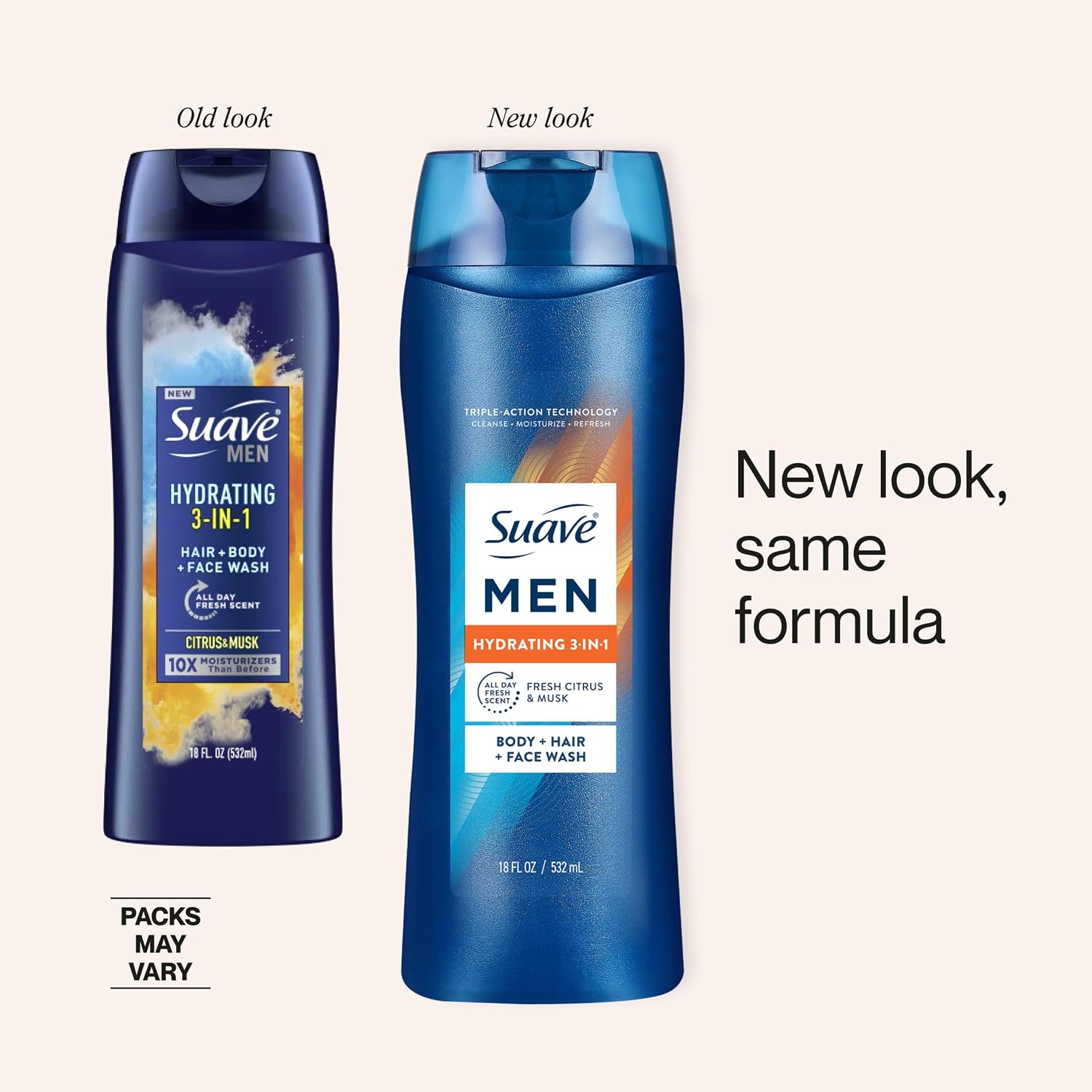 Detalle 2 de Suave Men Hydrating 3-in-1 Body, Hair & Face Wash, 18 fl oz, 6 Count