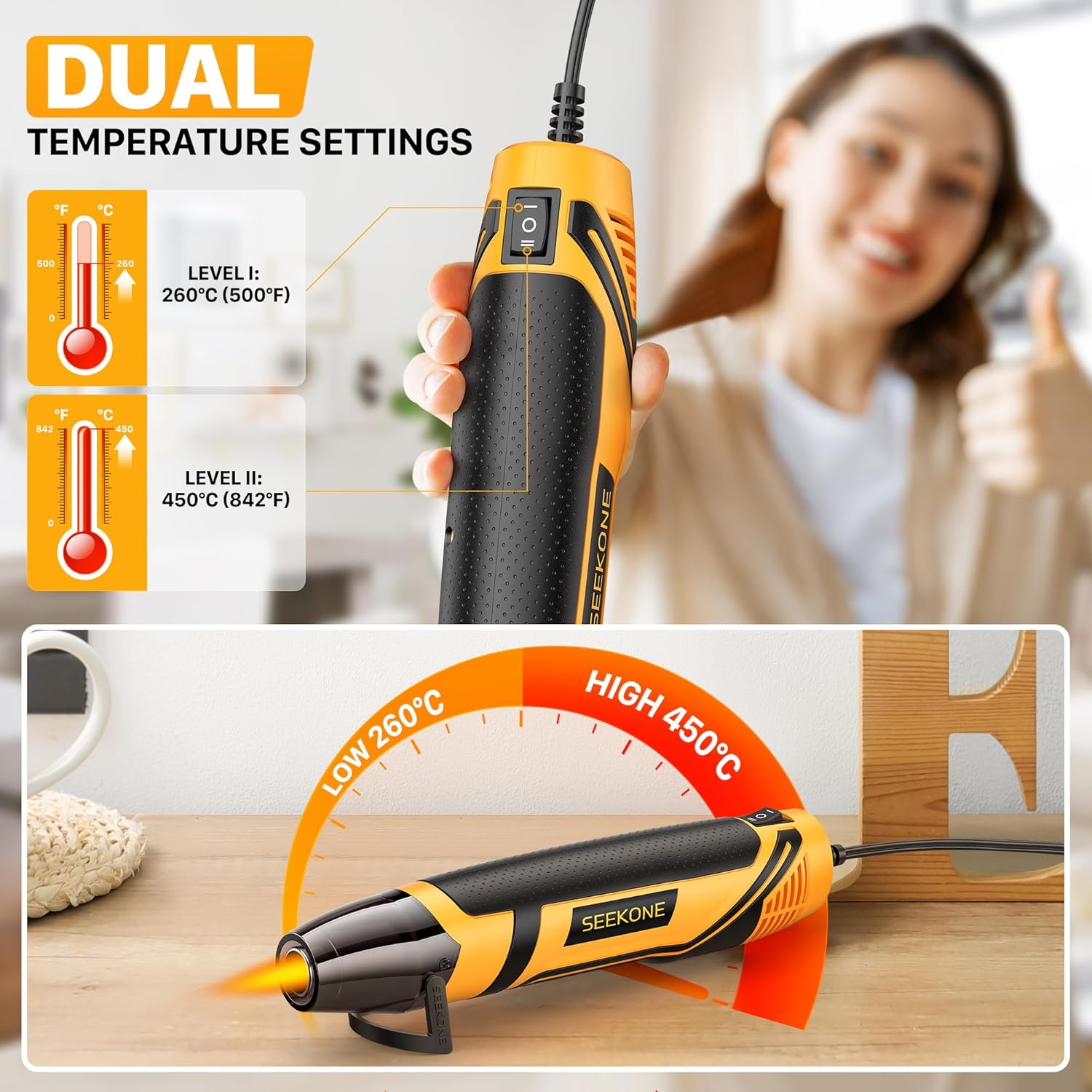 Thumbnail 1 de SEEKONE Mini Heat Gun 350W 1.5s Fast Heat