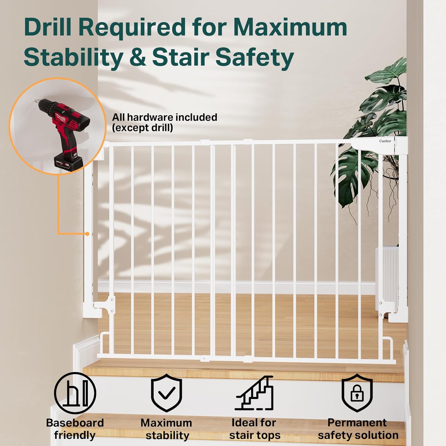 Thumbnail 5 de Cumbor 29.2–43" Baby Gate for Stairs