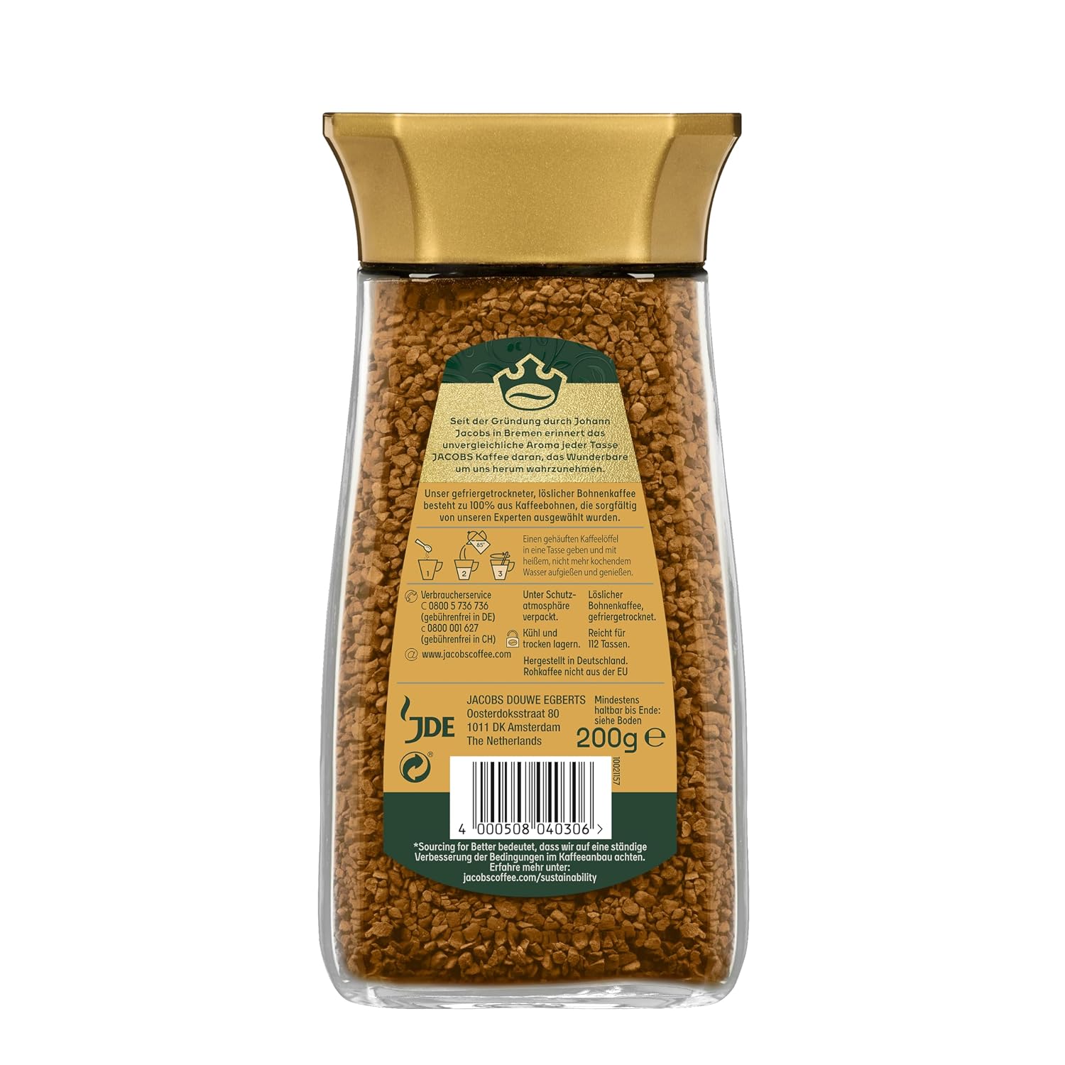 Thumbnail 1 de Jacobs Gold löslicher Bohnenkaffee, 200 g Glas – milder Instant Kaffee für 112 Tassen