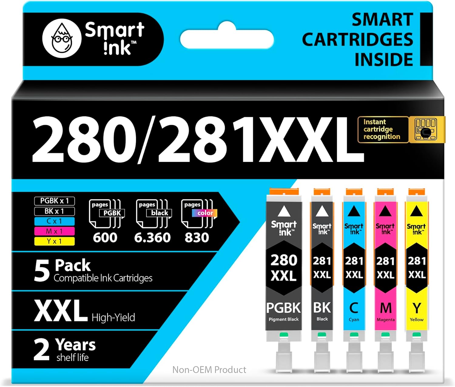 Detalle de Smart Ink PGI-280XXL / CLI-281XXL Compatible Ink Cartridges, 5-Pack