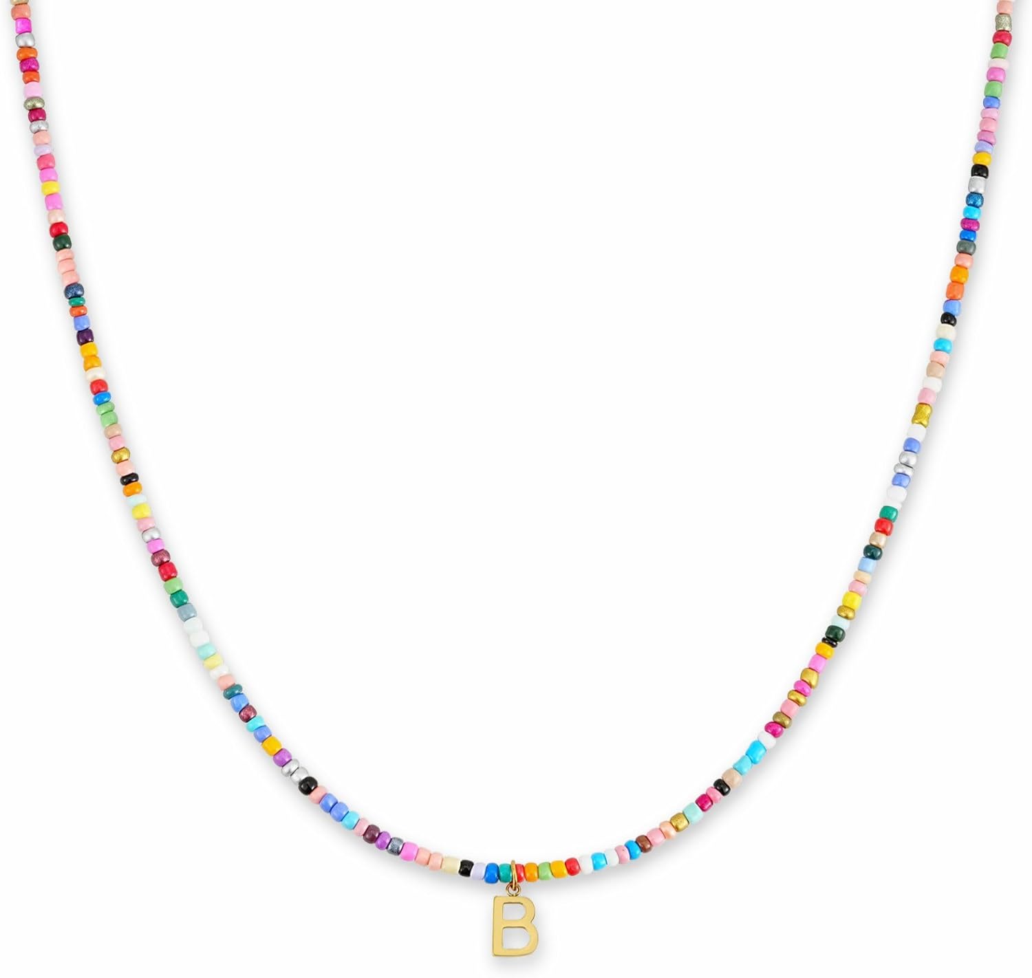 Thumbnail 6 de GD GOOD.designs Bunte Perlenkette Damen – Wasserfeste Initialen-Halskette aus 18K vergoldetem Edelstahl, verstellbar 40–45 cm