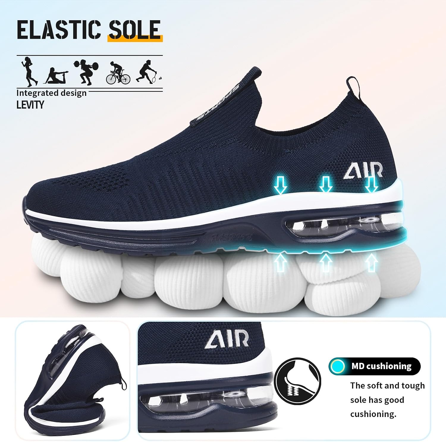 Detalle 2 de Femme Basket mode respirantes slip-on en maille pour sneakers sport (sans lacets)