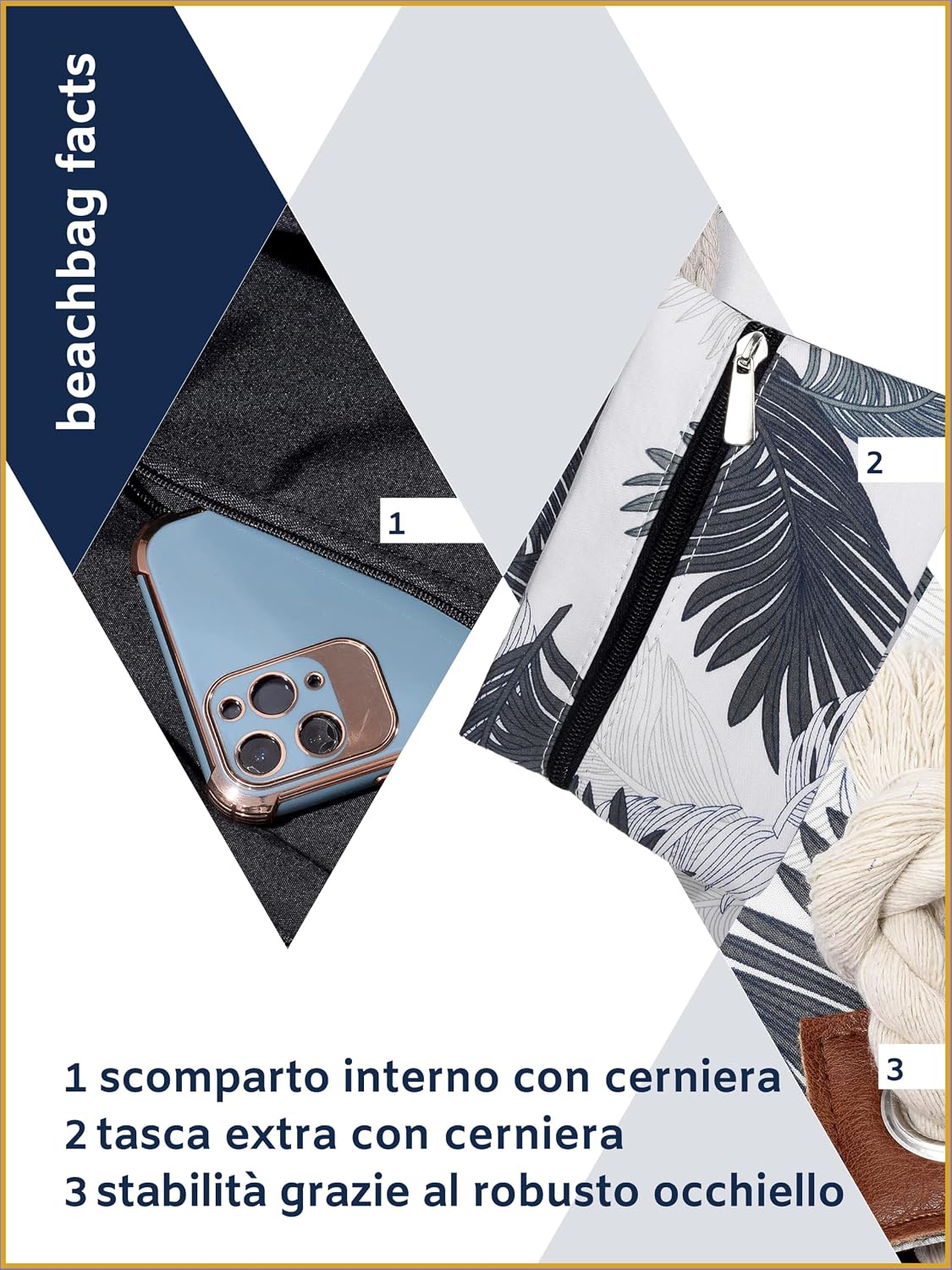 Thumbnail 3 de Borsa spiaggia idrorepellente 58 x 38 x 18 cm